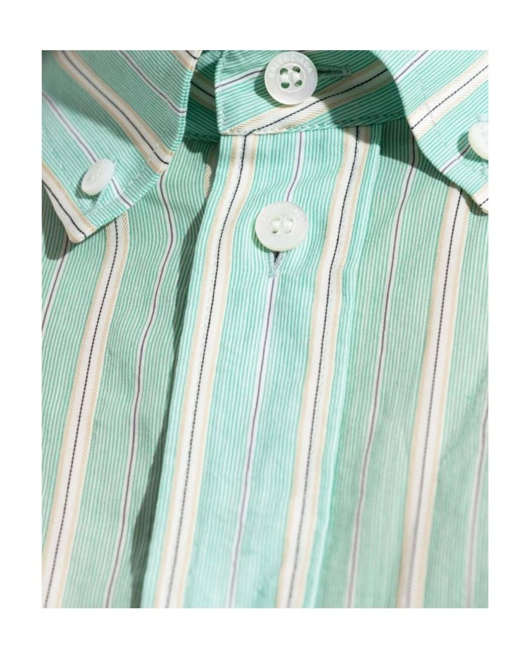 Balenciaga Green Striped Long-Sleeved Shirt