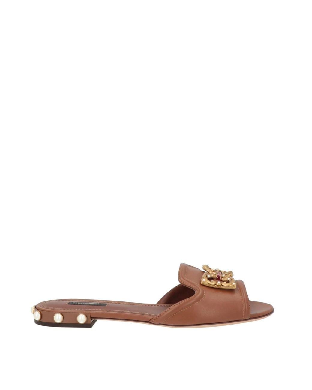 Dolce & Gabbana Brown Minimalist Slippers