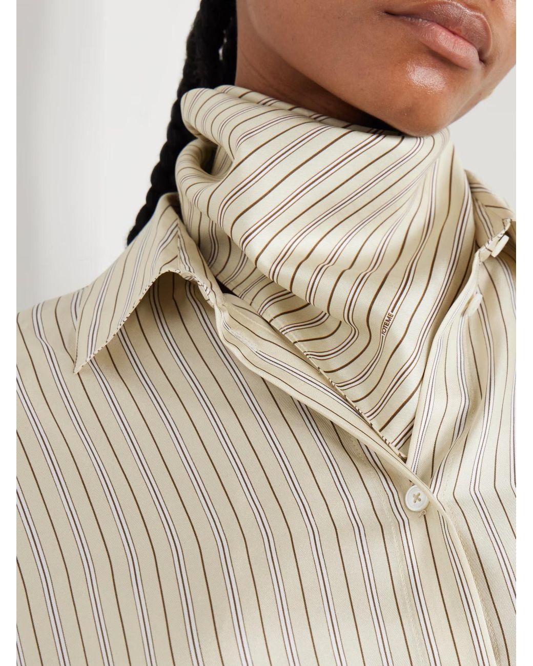 Totême Natural Striped Silk Scarf