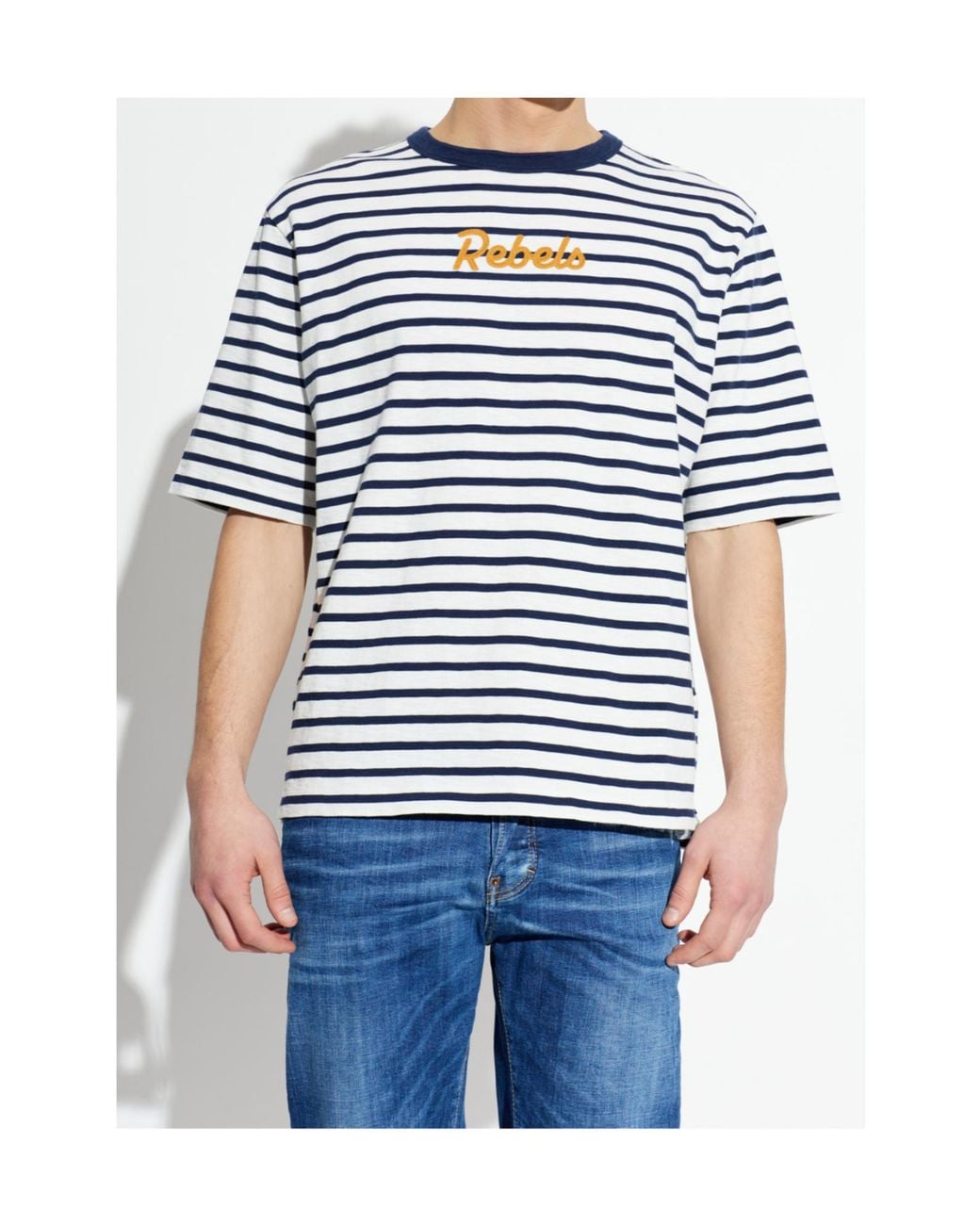 DSquared² Blue Striped Logo T-Shirt for men