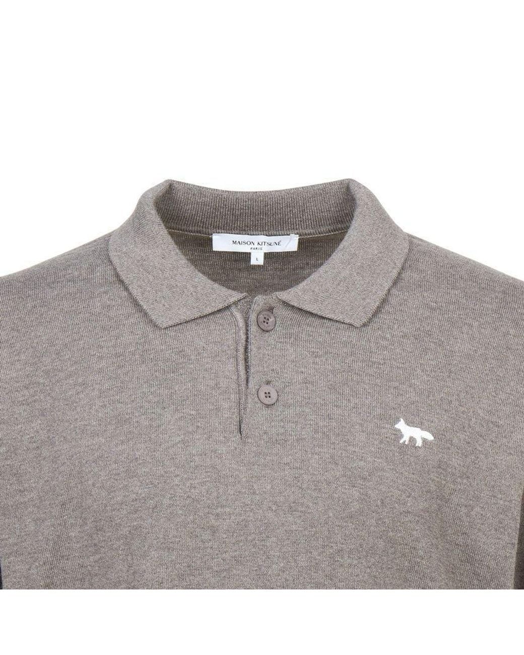 Maison Kitsuné Brown Long-Sleeve Polo Shirt for men