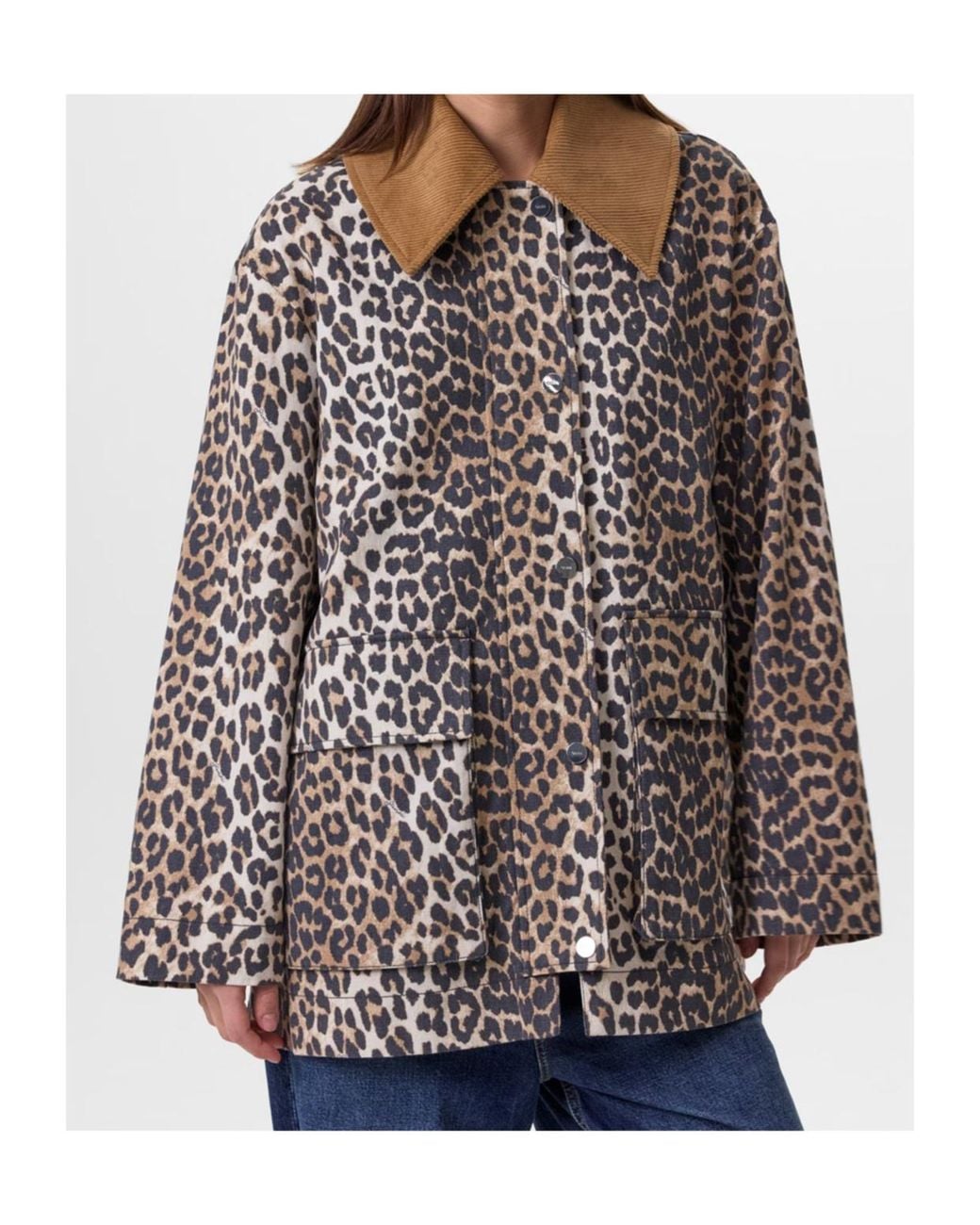 Ganni Multicolor Leopard Print Casual Jacket