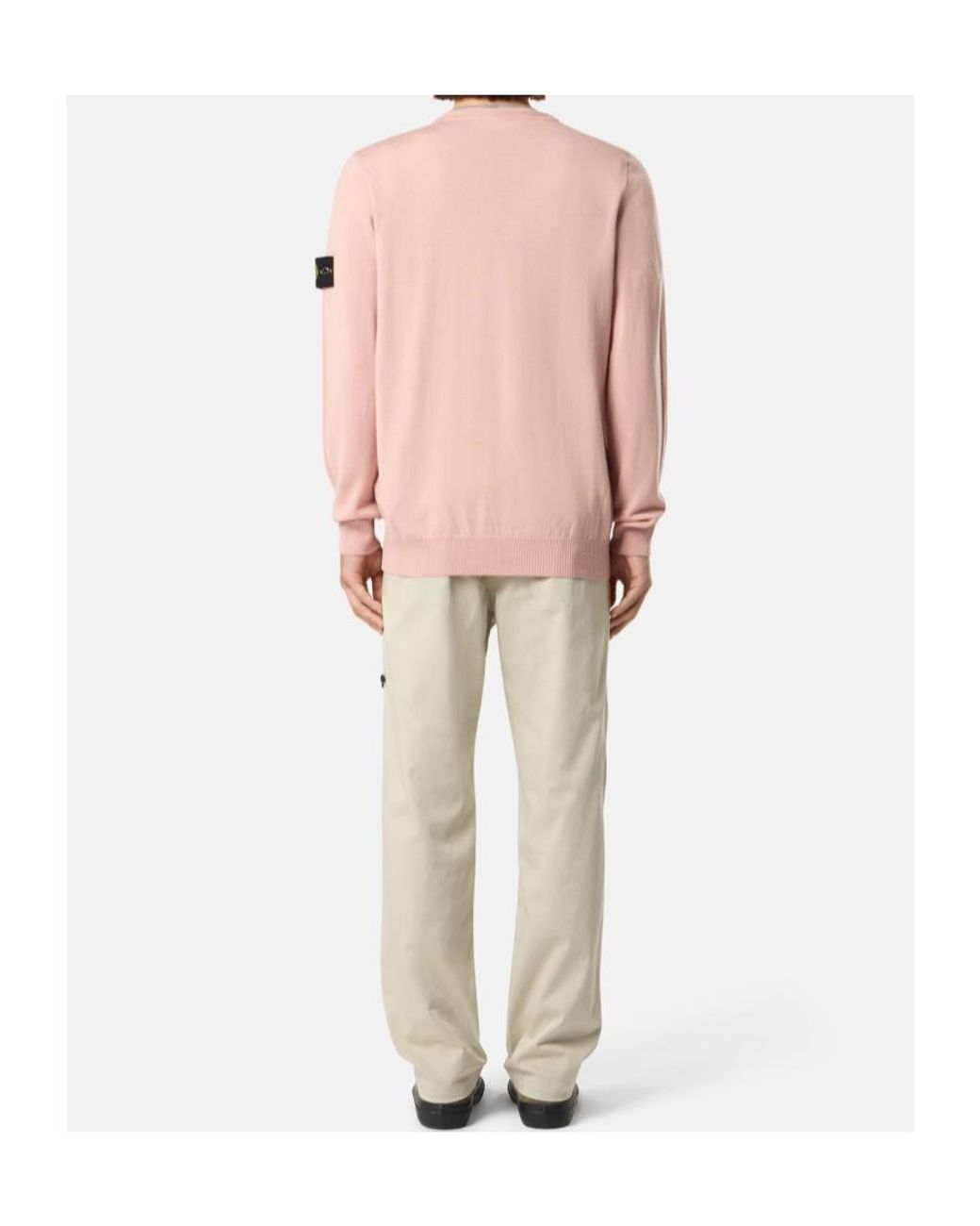 Stone Island Pink Badge Crewneck Knitted Sweater for men