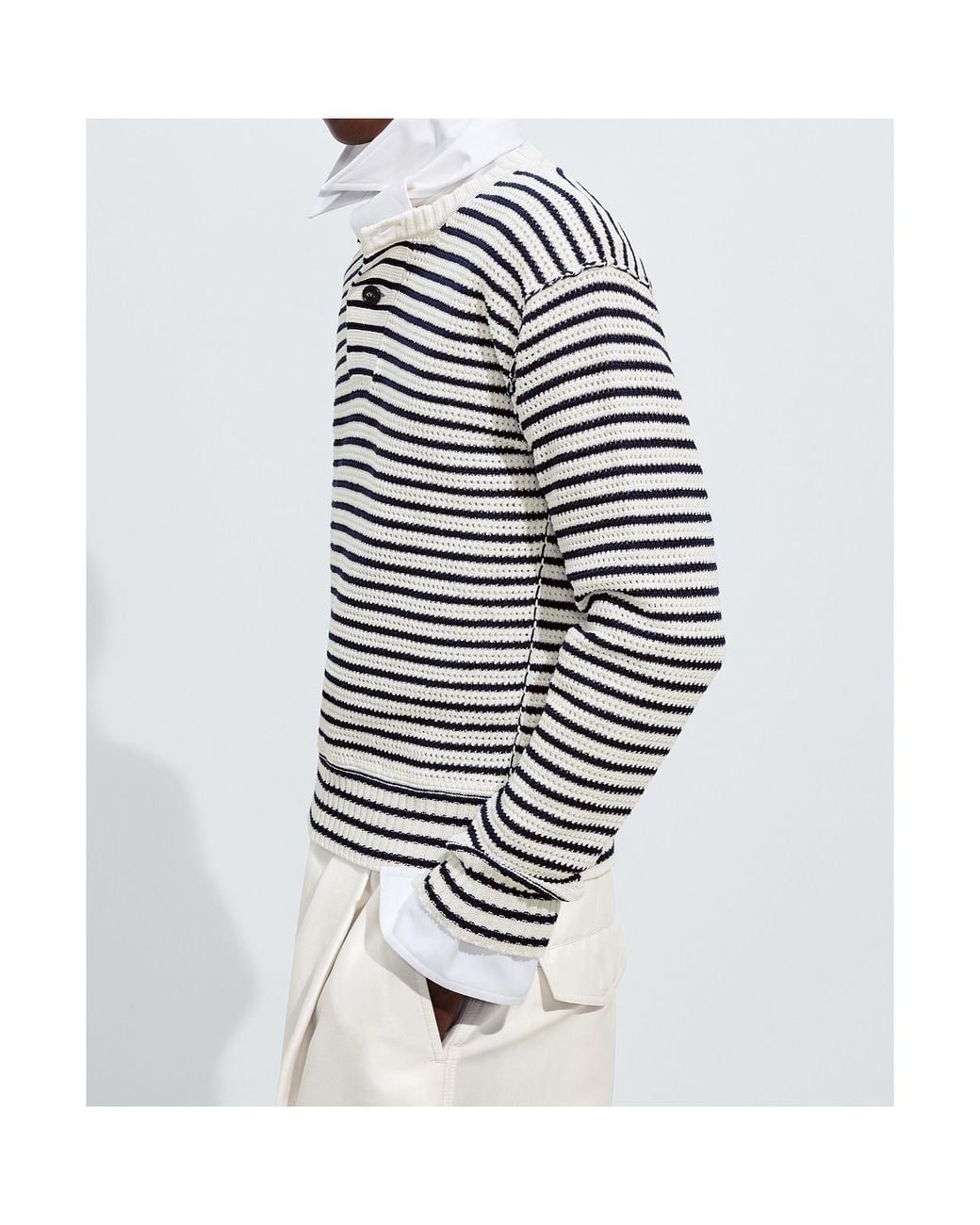 Bottega Veneta White Cotton Crochet Sweater for men