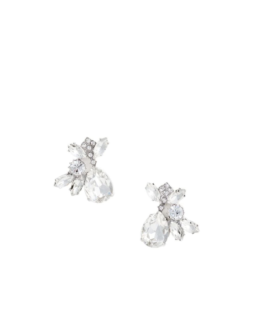 Self-Portrait White Crystal Drop Earrings