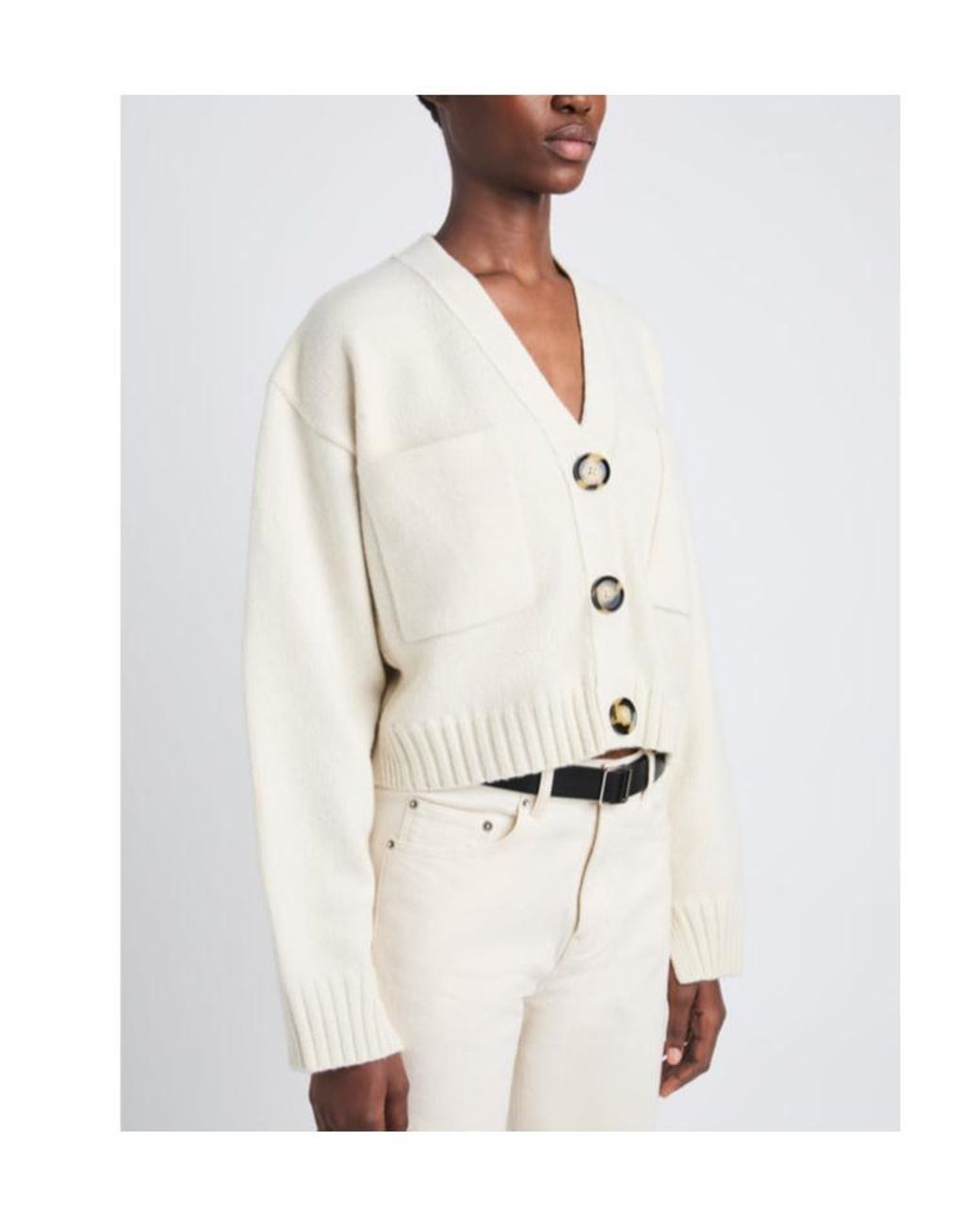 Proenza Schouler White Sofia Cashmere-Wool Cardigan