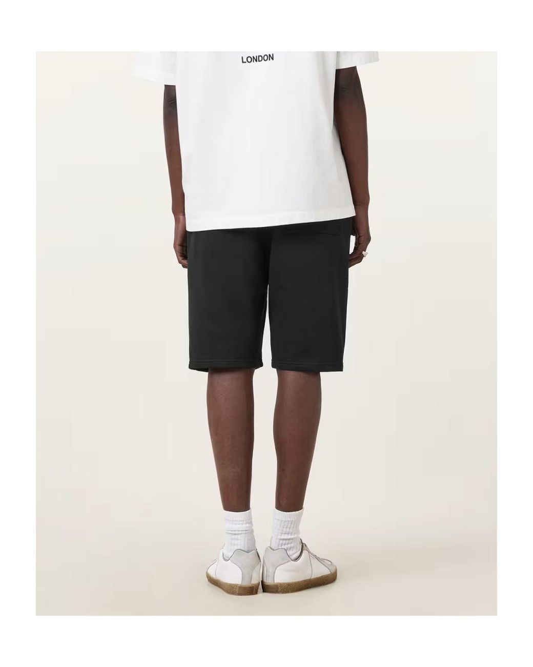 AllSaints Black Tokyo Underground Logo Shorts for men
