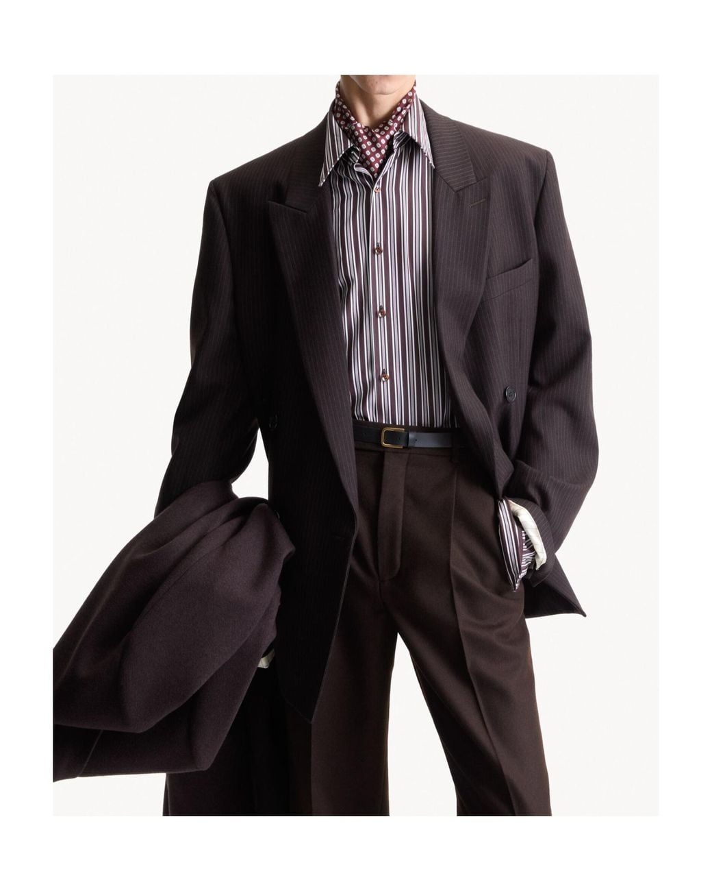 Saint Laurent Brown Double-Breasted Jacket for men