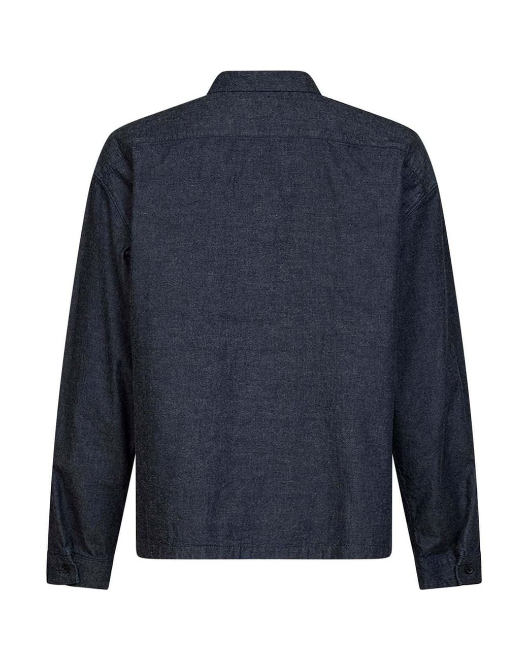 Prada Blue Logo Plaque Zip-Front Shirt for men