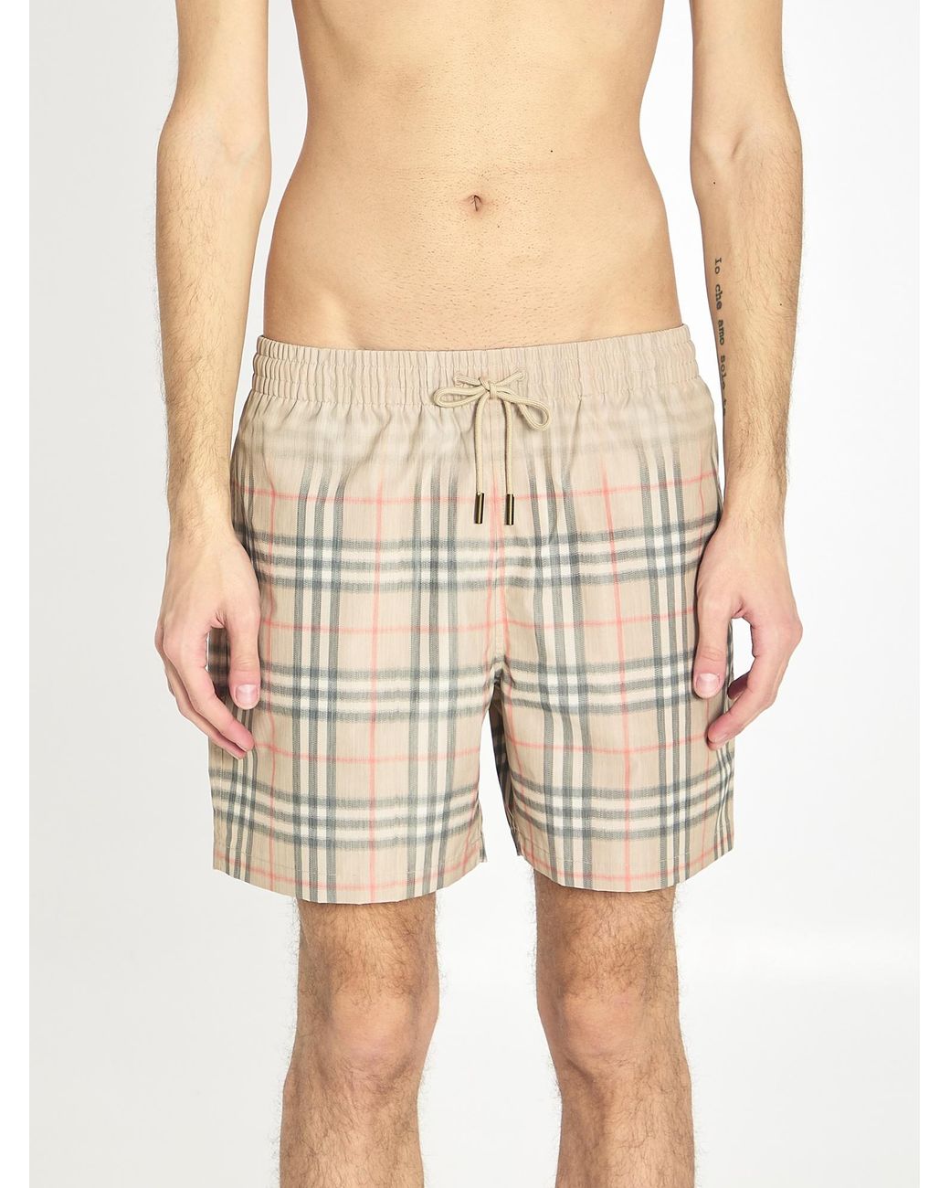 Burberry Natural Classic Swim Trunks With Aesthetic Waistband for men