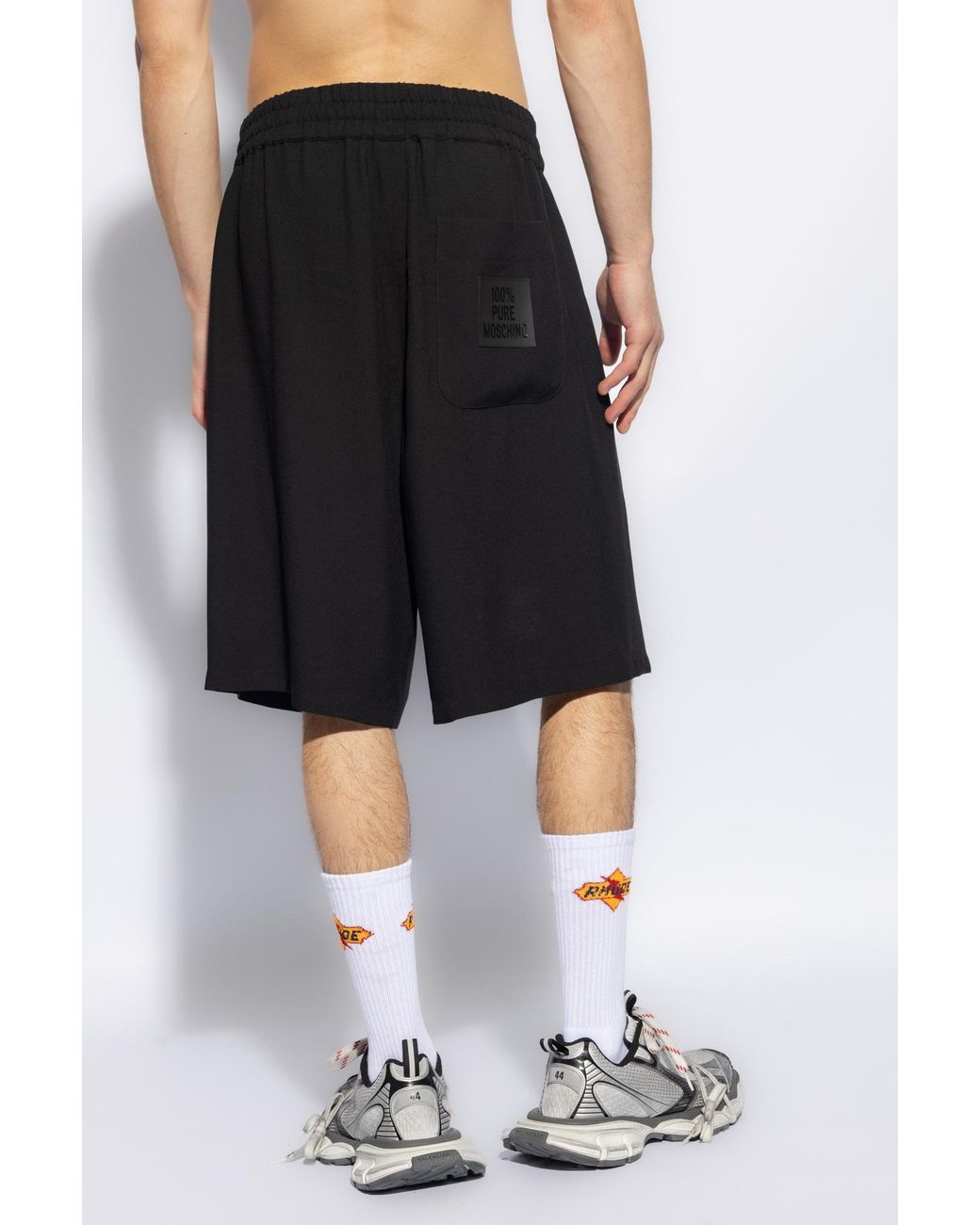 Moschino Black Logo Patch Pocketed Shorts for men
