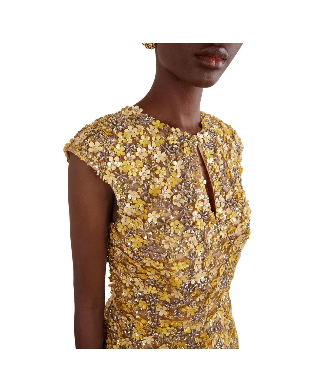 Oscar de la Renta Metallic Embellished Tulle Mini Dress