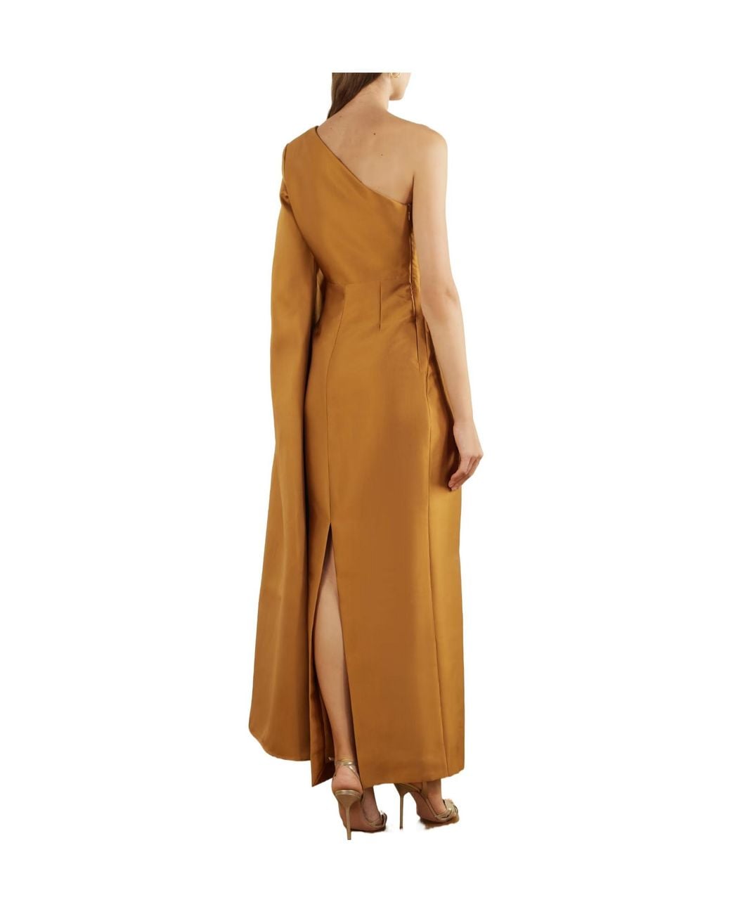Solace London Natural One-Shoulder Twill Gown