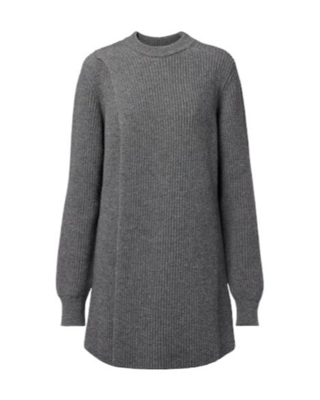 Jil Sander Gray Ribbed-Knit Wool Sweater
