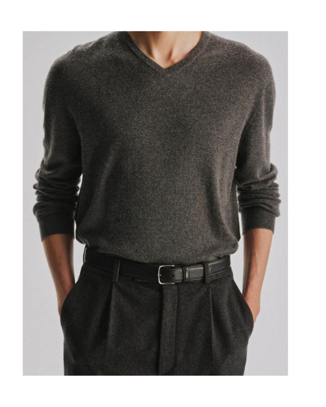 The Row Gray Mapple V-Neck Cashmere Sweater for men