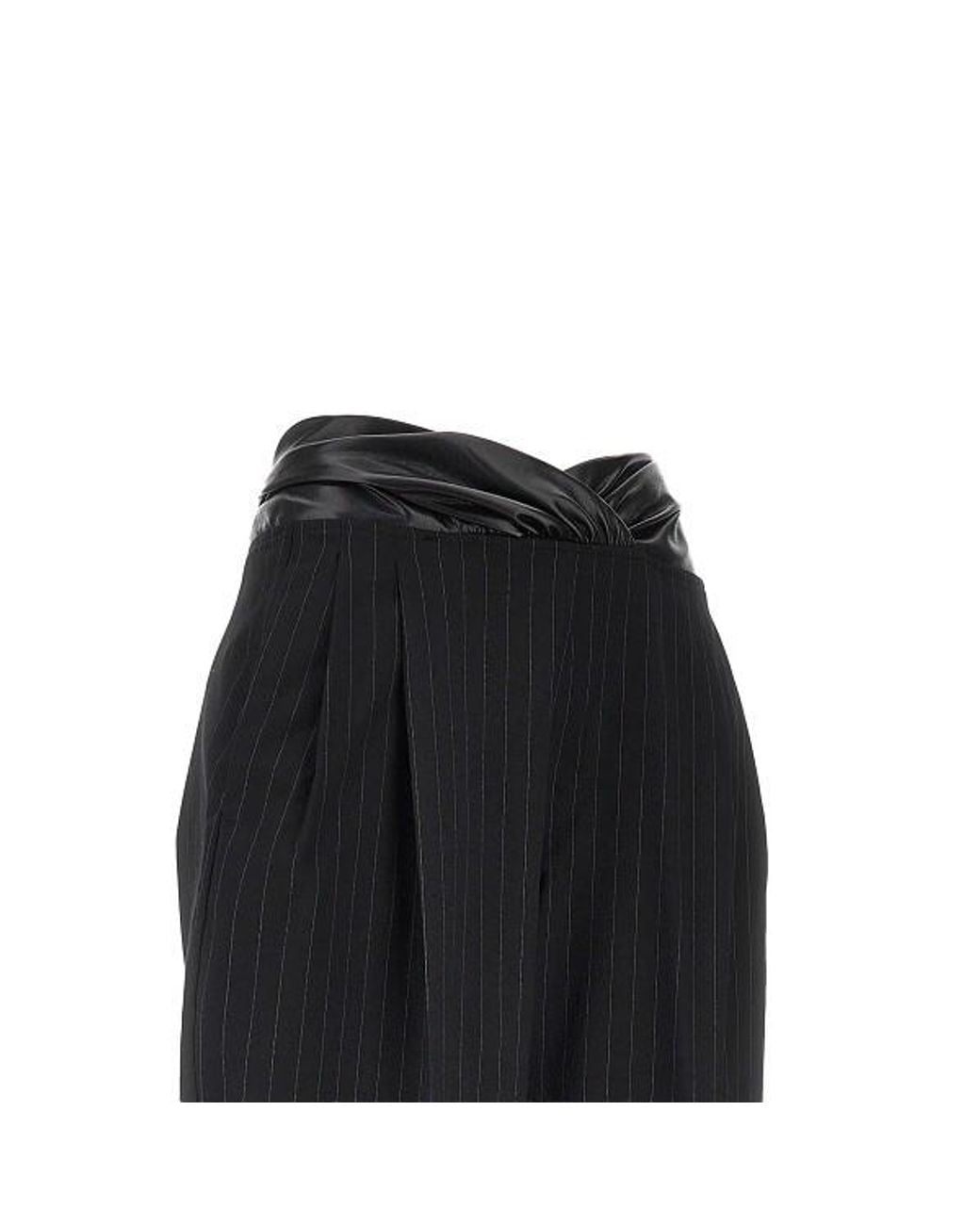 ANDAMANE Black Pinstriped Panelled Pants