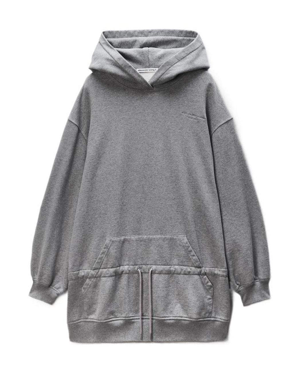 T By Alexander Wang Gray Oversized Drawstring Hoodie