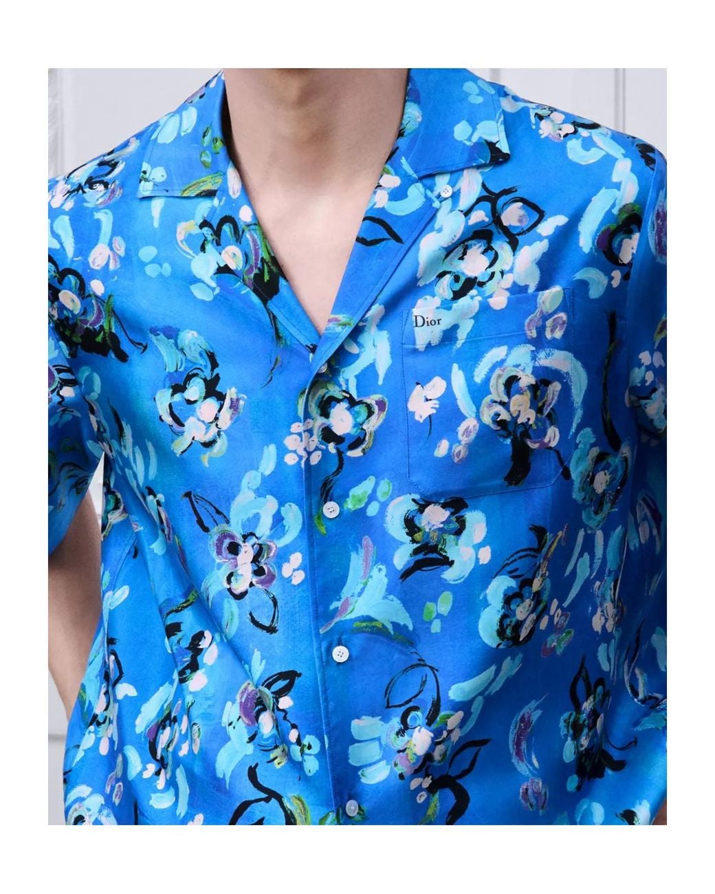 Dior Blue Iviera Short-Sleeved Shirt for men
