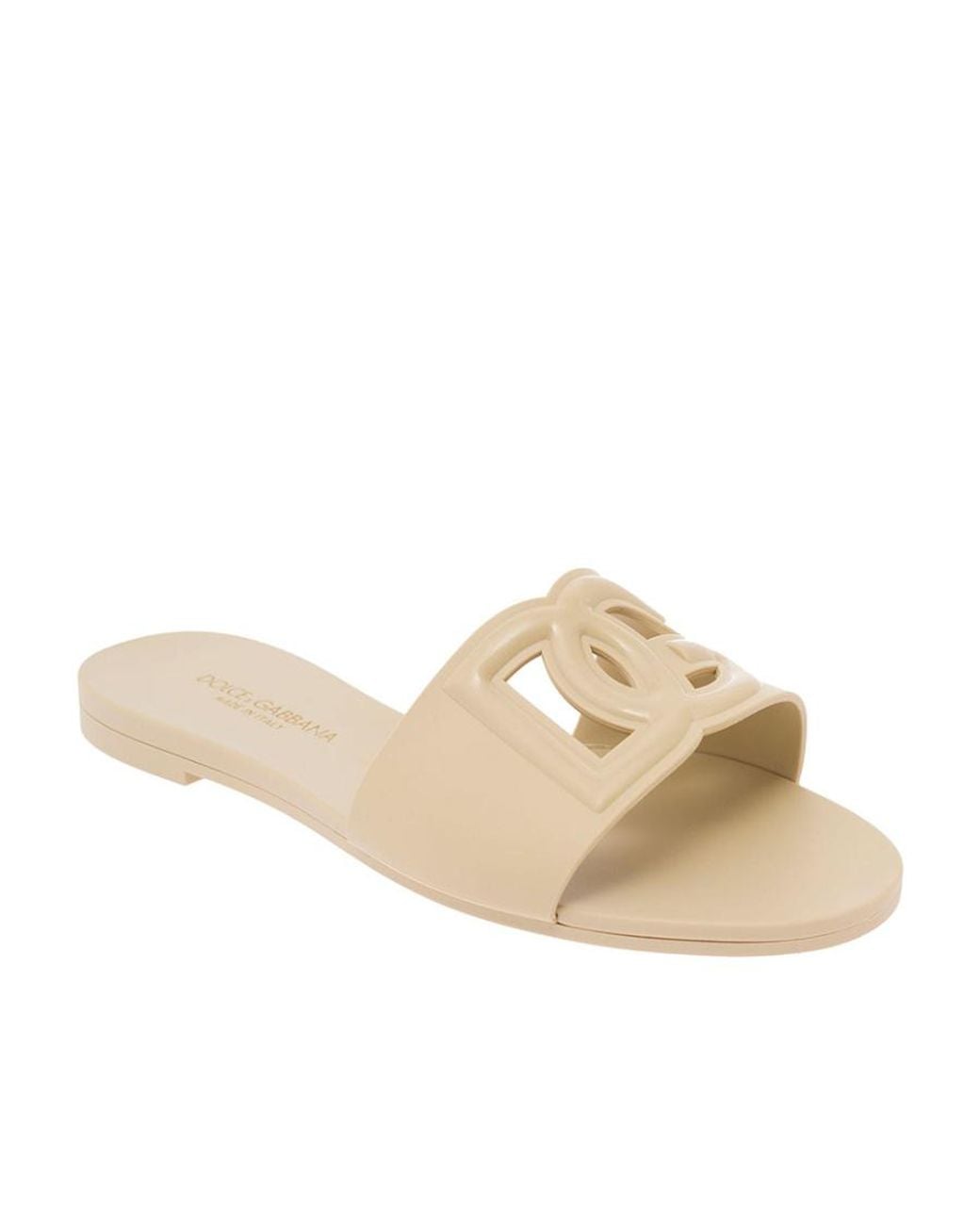 Dolce & Gabbana Natural Logo Cut-Out Open-Toe Slides