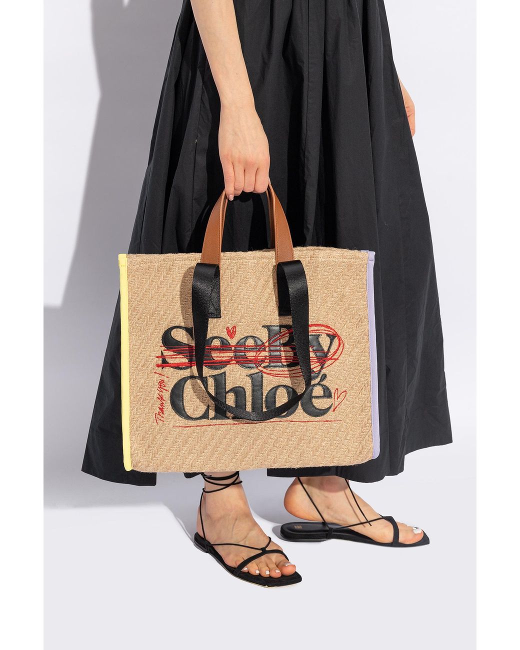 See By Chloé Natural See By Chloé Logo Patch Straw Tote Bag