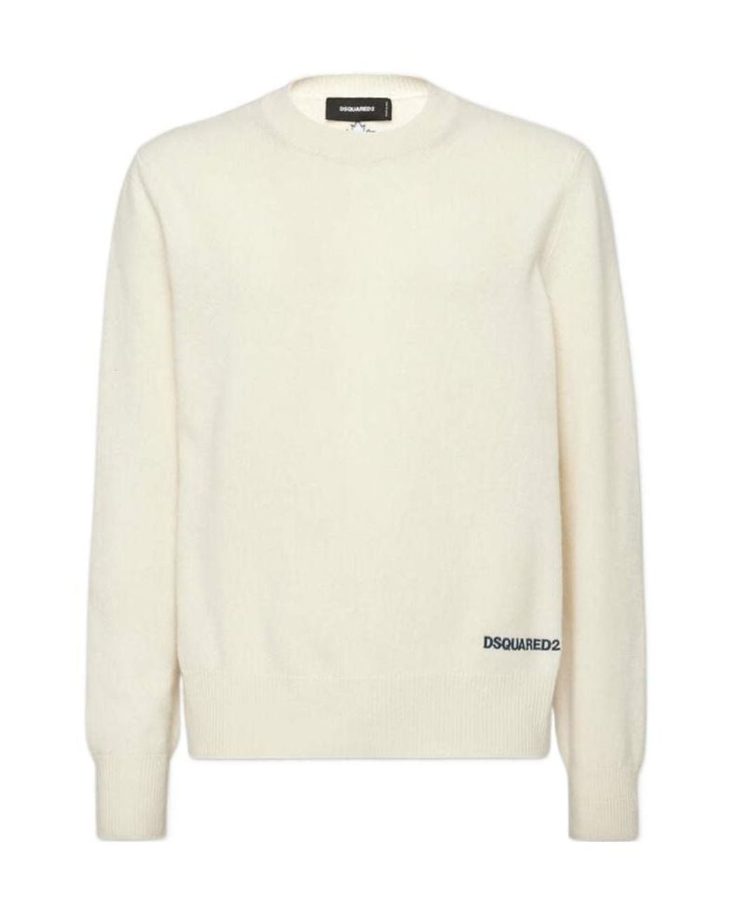 DSquared² White Logo Embroidered Crewneck Jumper for men