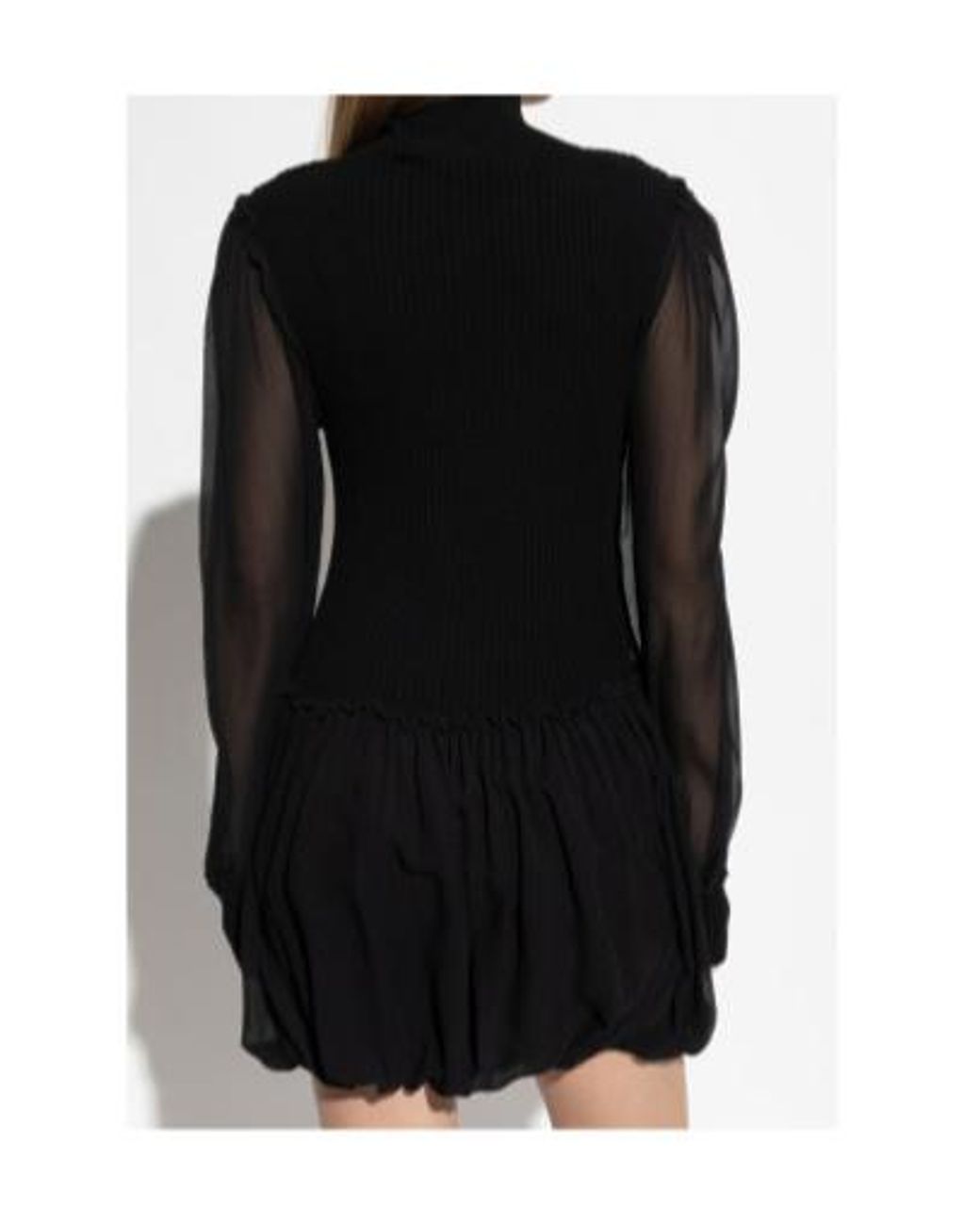 FRAME Black The Sheer Sleeve Dress