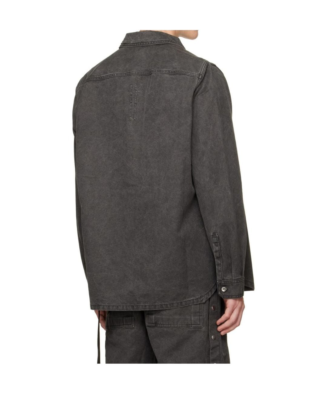 Rick Owens Gray Long-Sleeve Denim Shirt for men