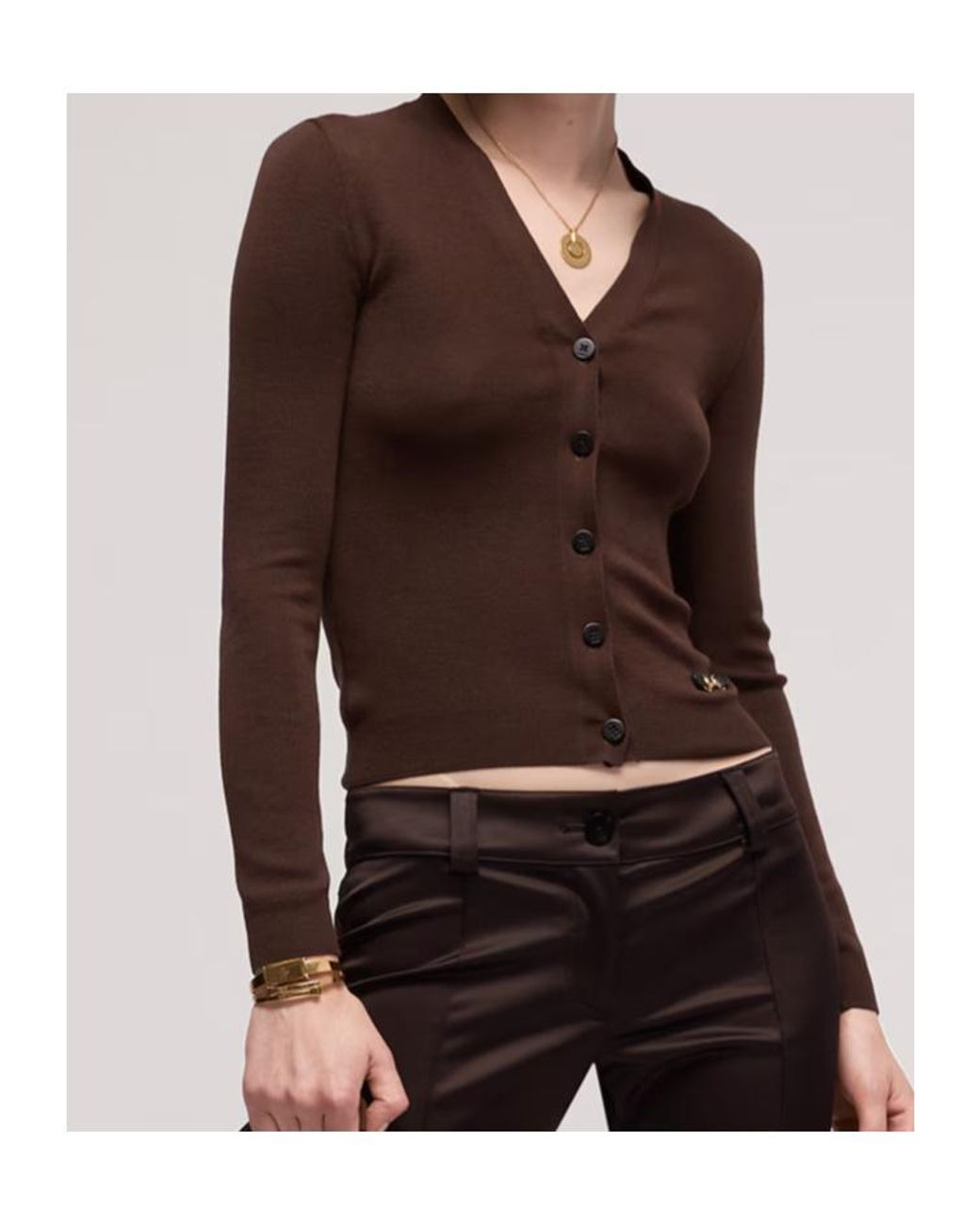 Gucci Brown Fine Rib Knit Wool Cardigan With Horsebit
