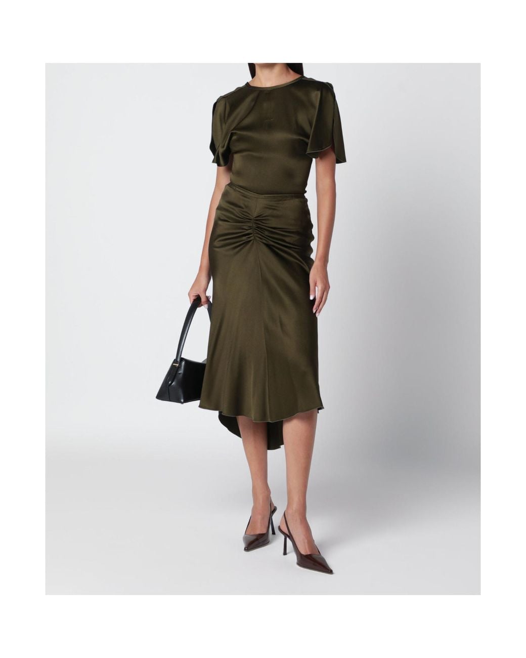 Victoria Beckham Green Crêpe Satin Top