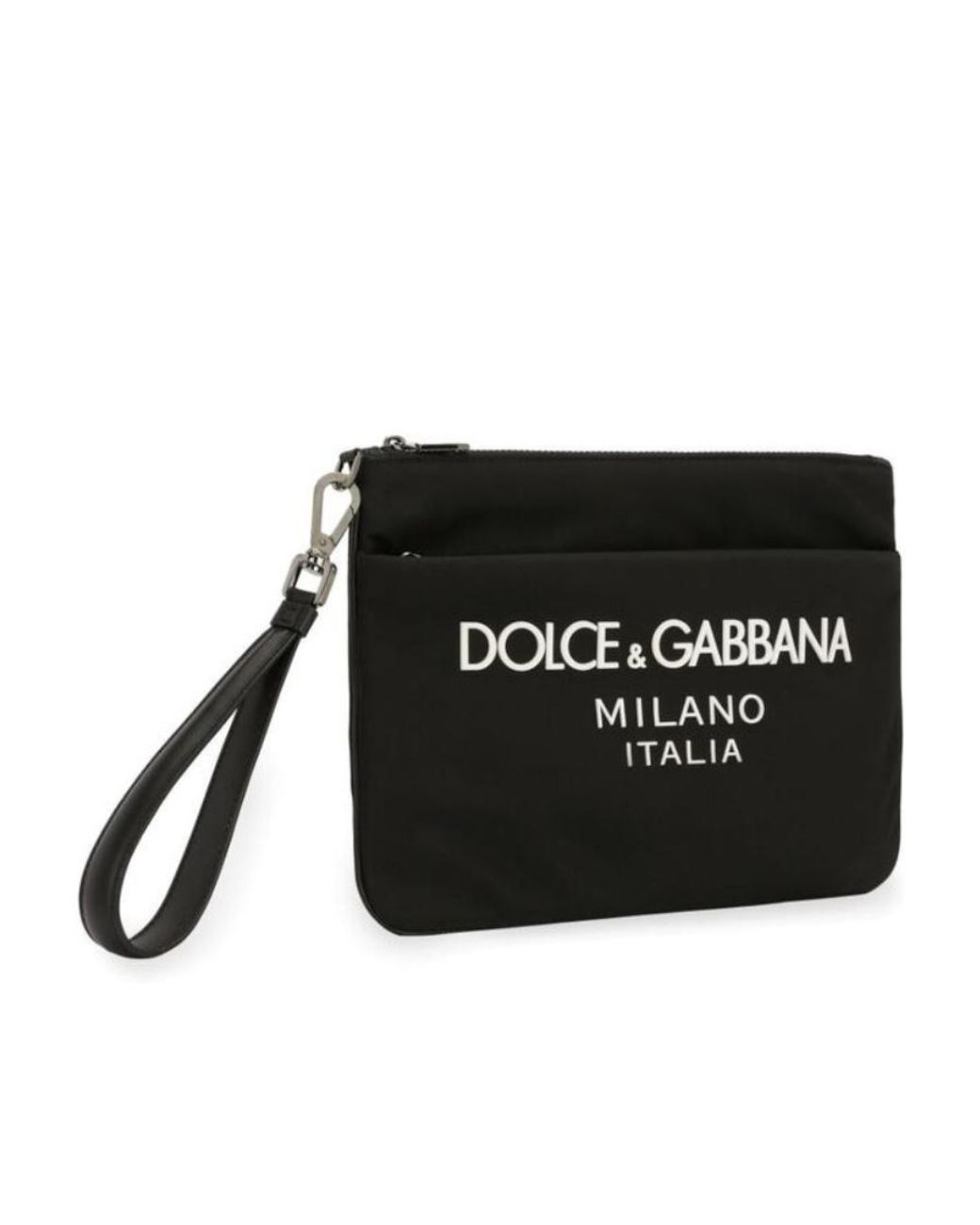 Dolce & Gabbana Black Logo Print Zipped Clutch Bag for men