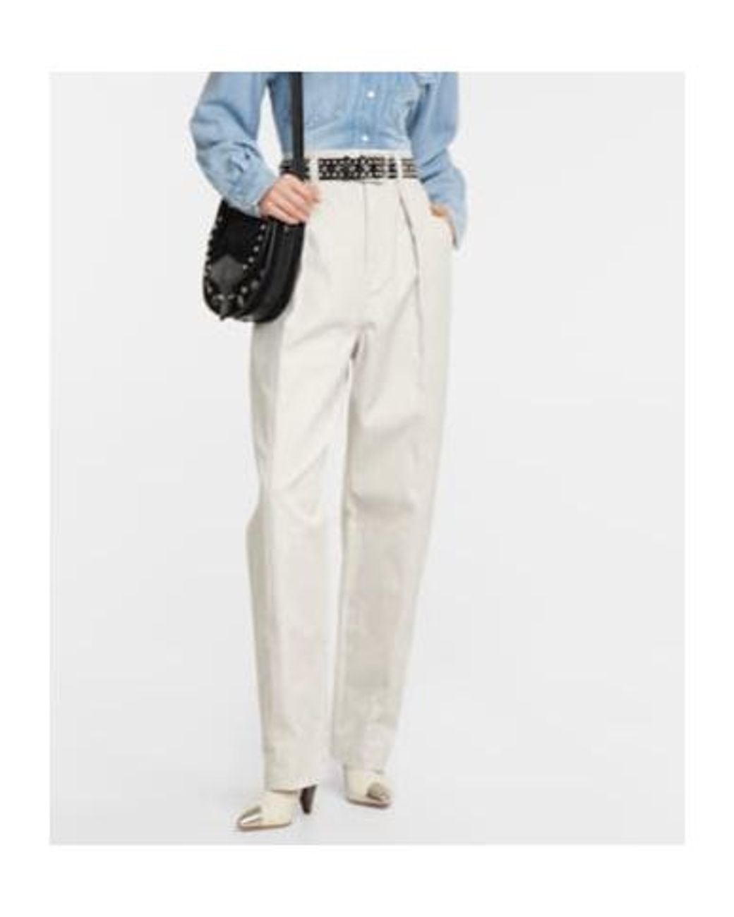 Isabel Marant White High-Waisted Cotton And Linen Casual Pants