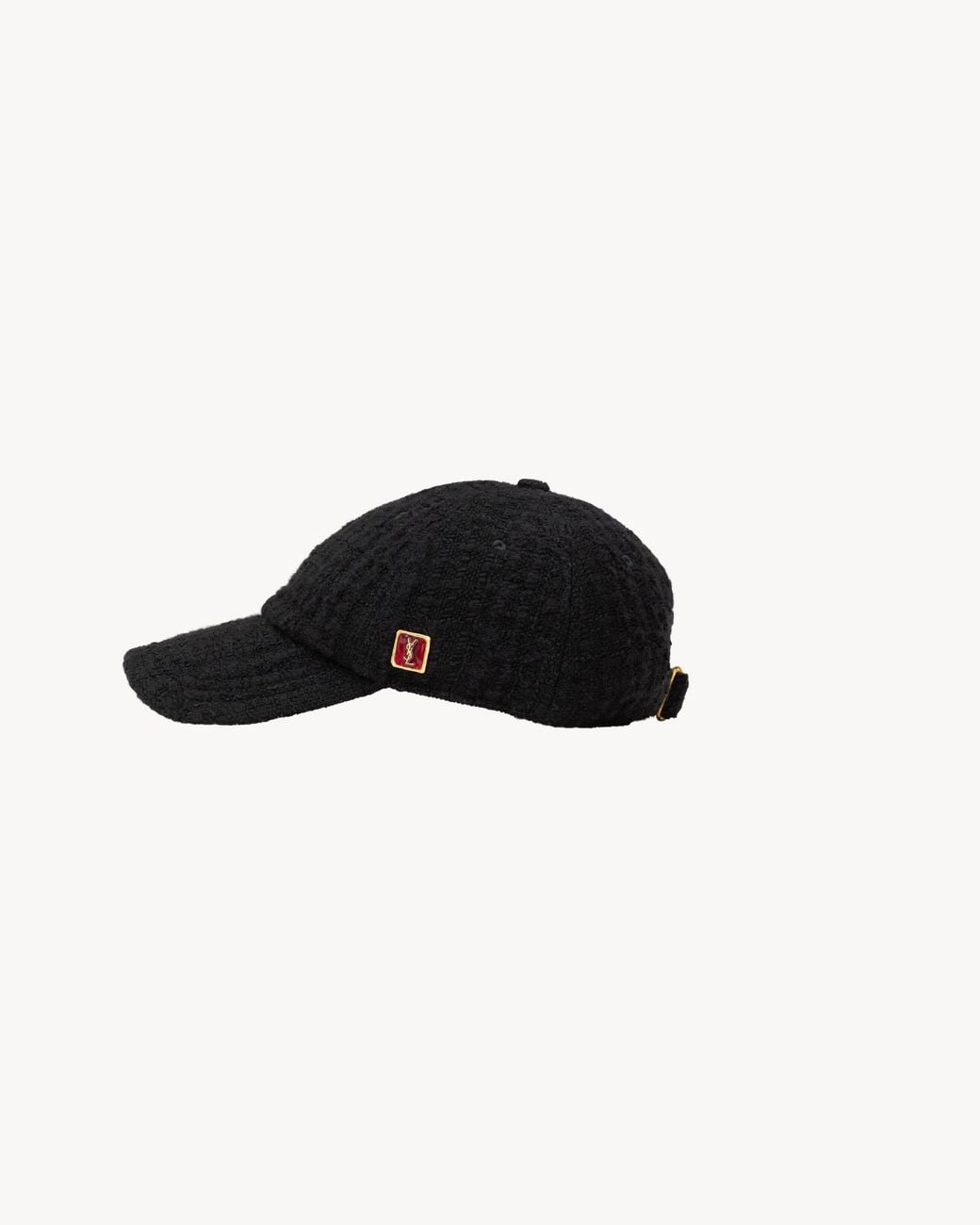 Saint Laurent Black Bouclé Logo Baseball Cap