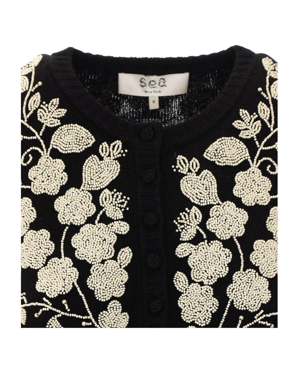 Sea Black Long-Sleeve Single-Breasted Cardigan