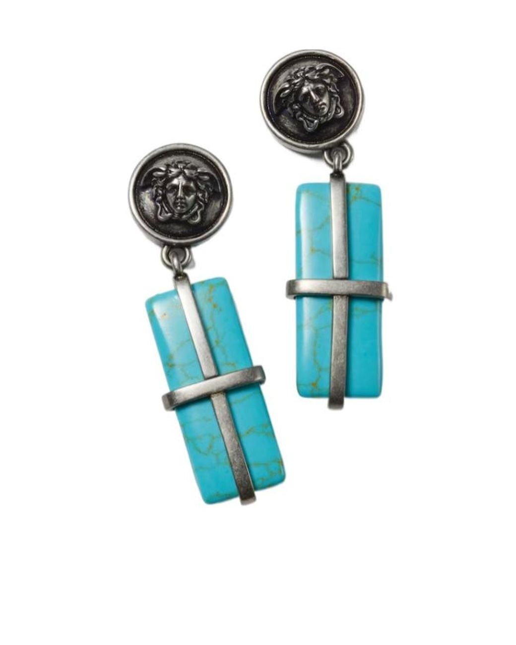 Versace Blue Medusa Stone Drop Earrings