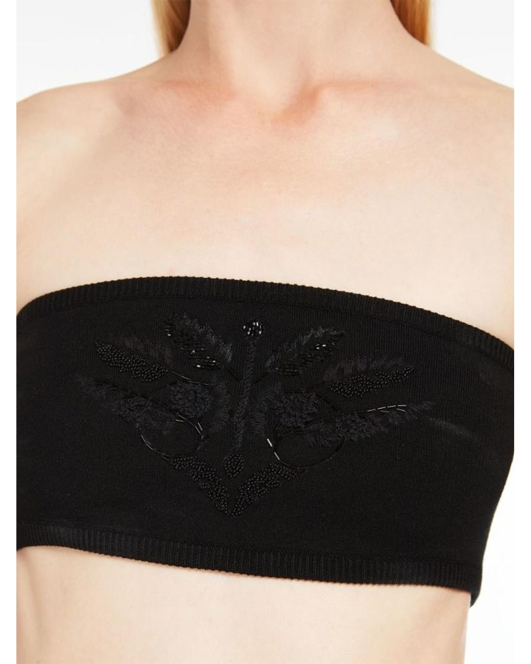 Max Mara Black Embroidered Lingerie Top