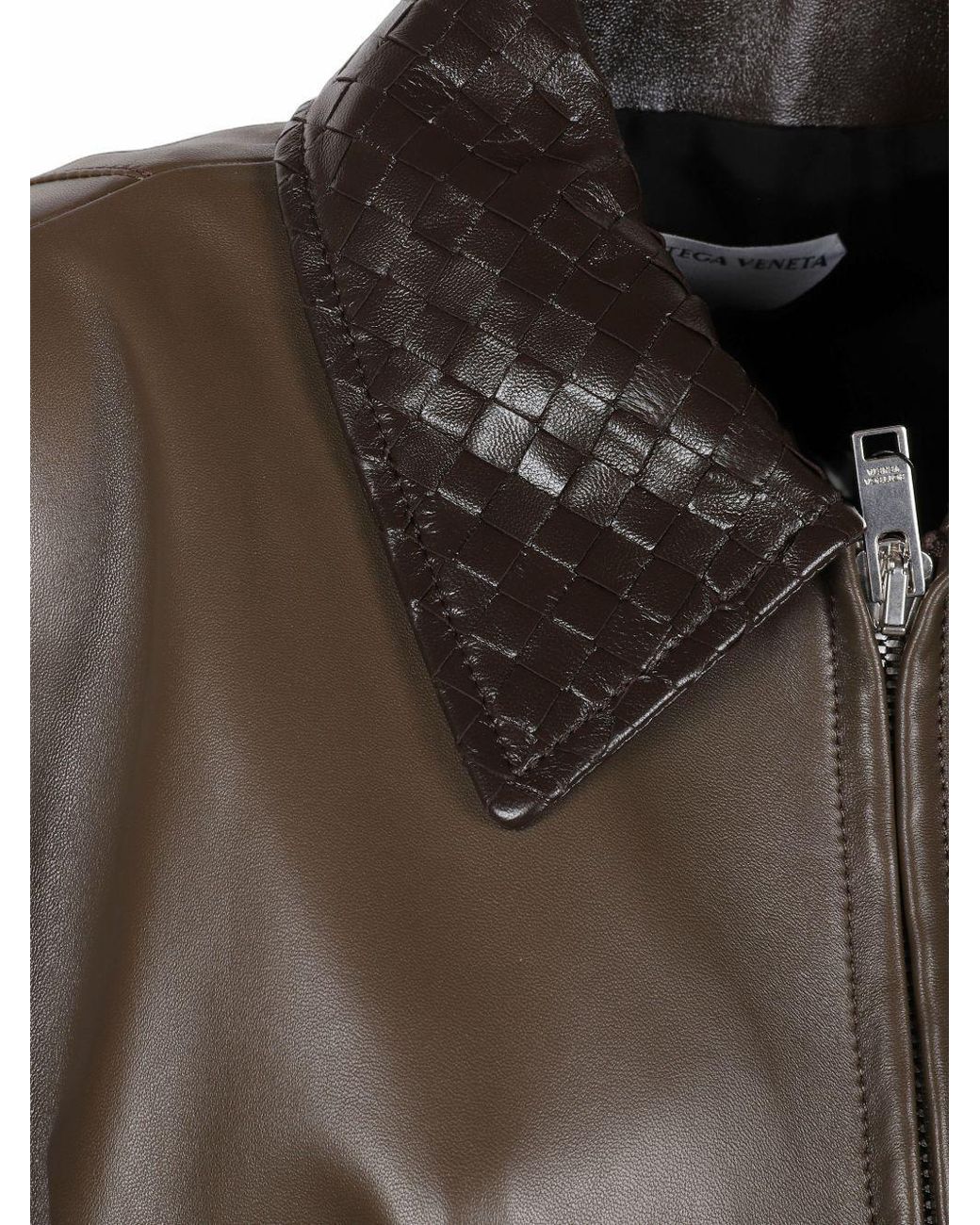 Bottega Veneta Brown Shiny Leather Blouson