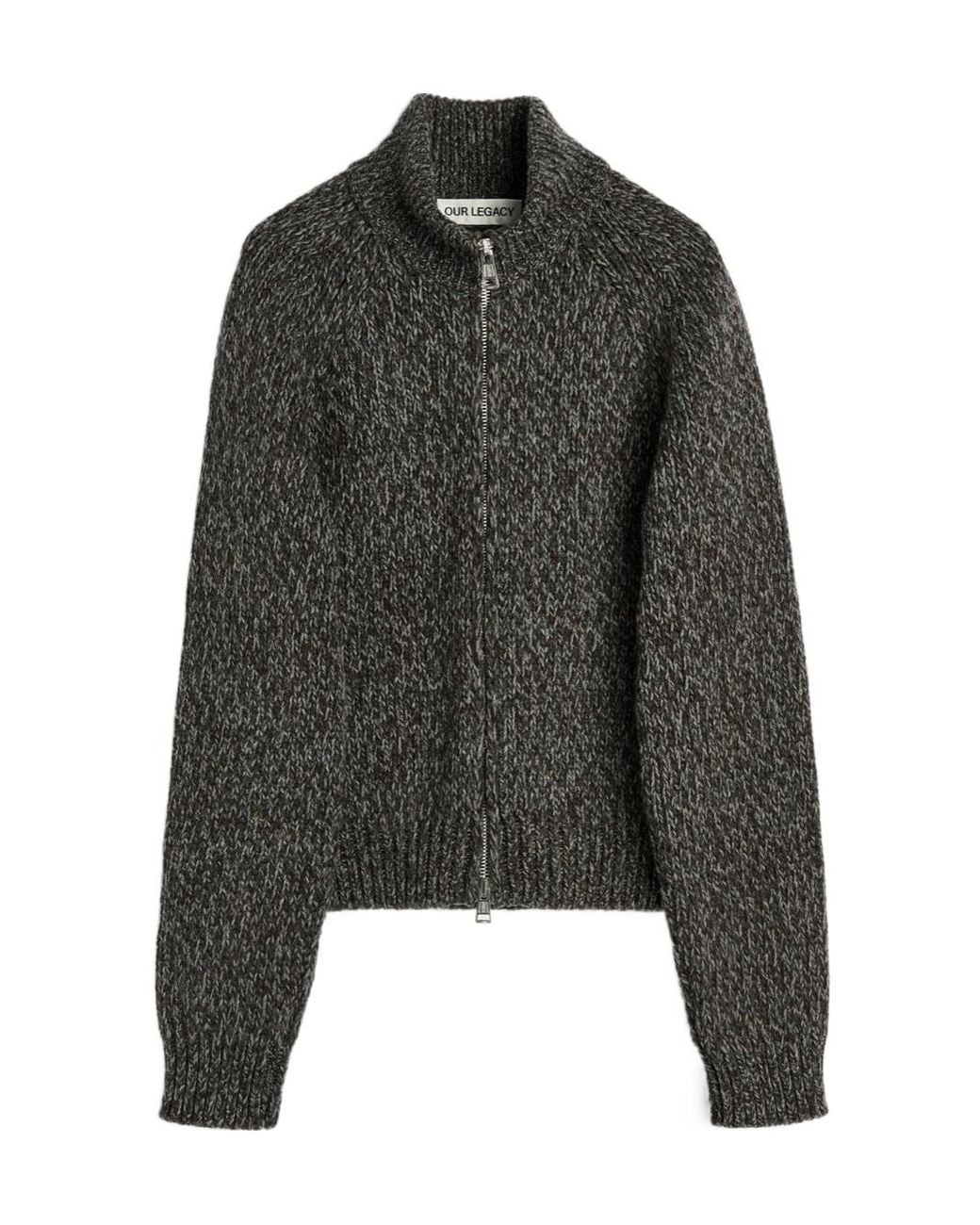 Our Legacy Black Cropped Zip Cardigan