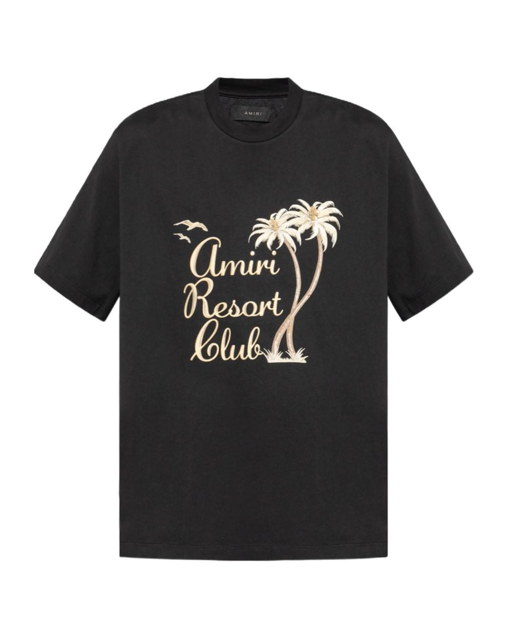 Amiri Black Palm Tree Printed Crewneck T-Shirt for men