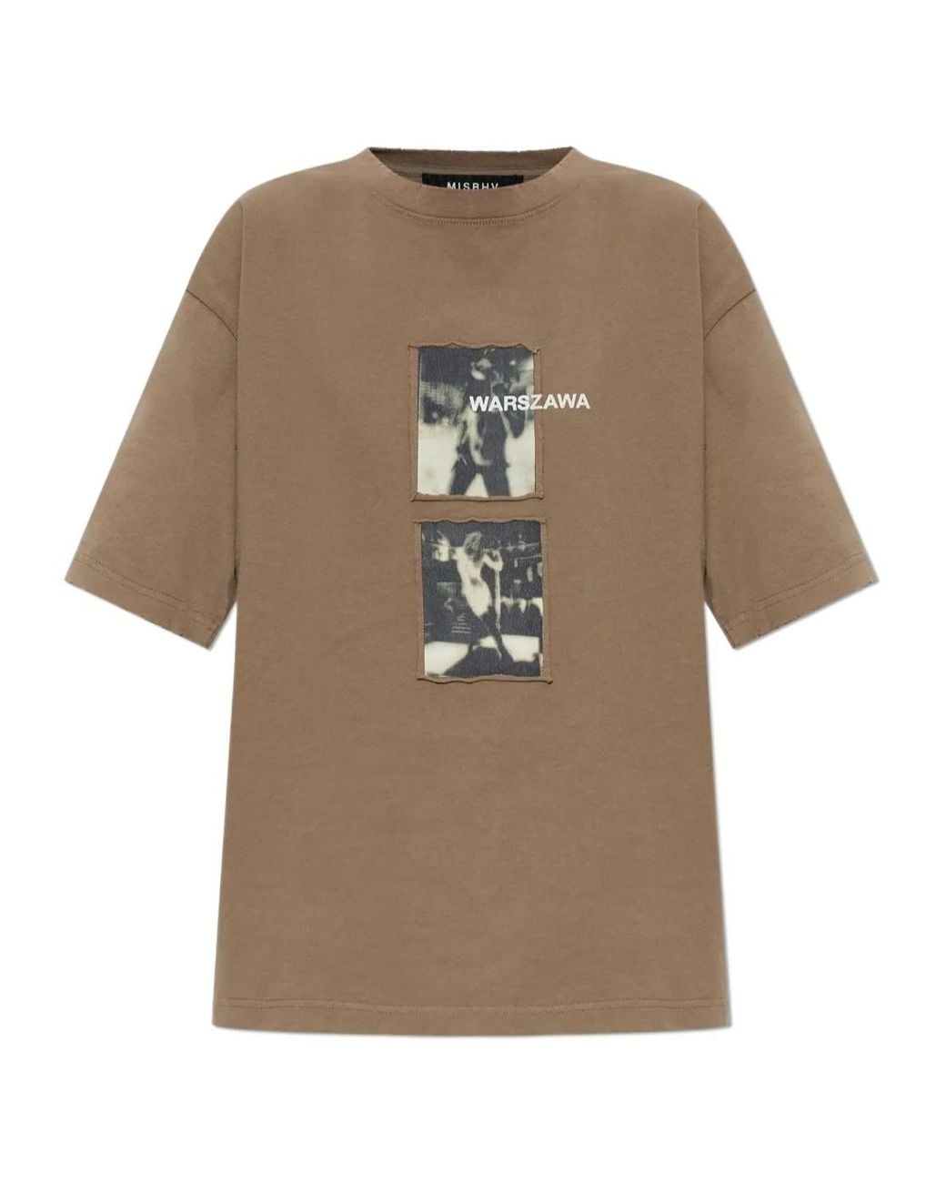 M I S B H V Natural Warszawa Patched T-Shirt for men
