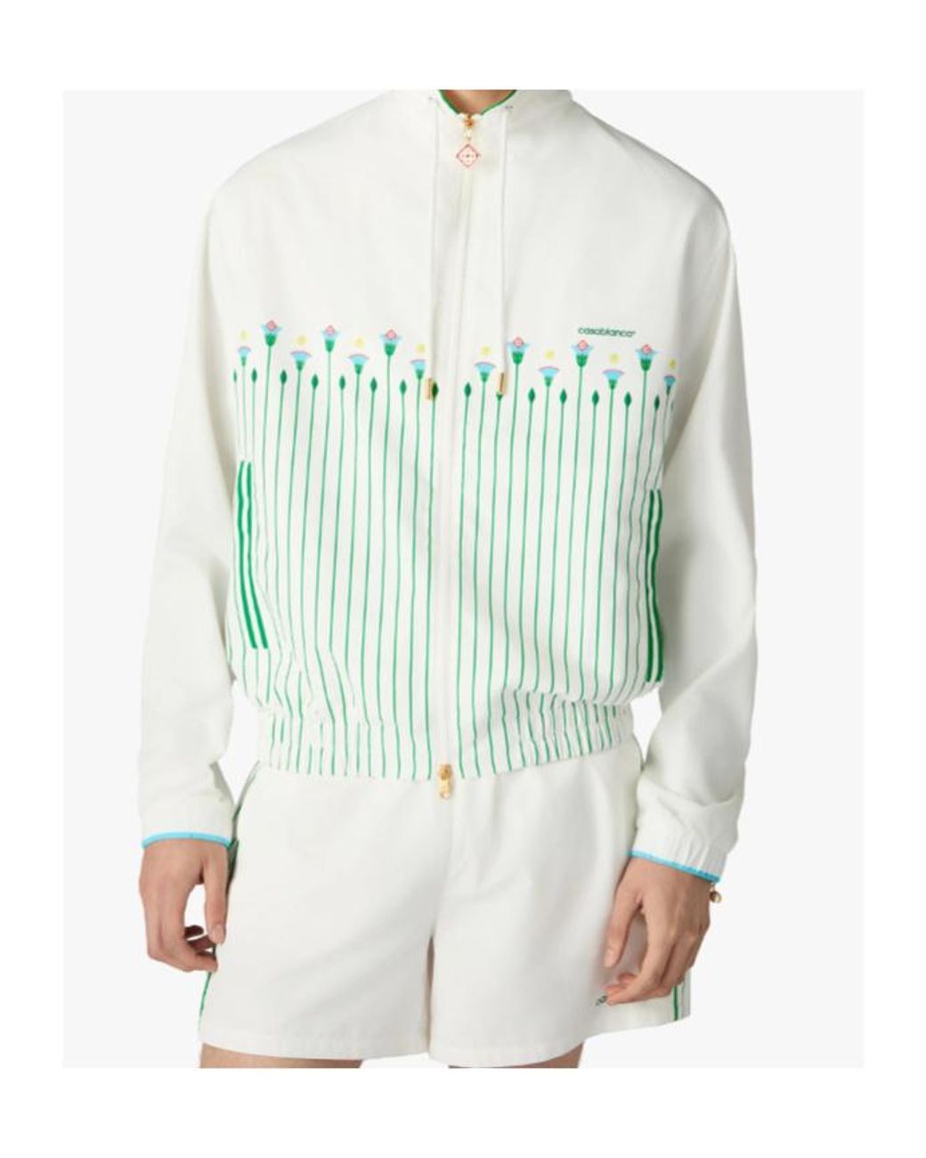 Casablanca Blue Floral Striped Sporty Windbreaker Jacket for men