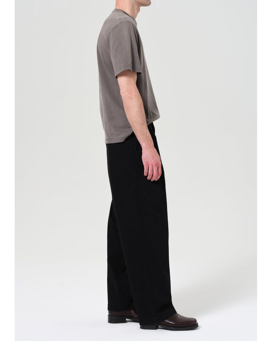 Agolde Black Pleated Wide-Leg Pants for men