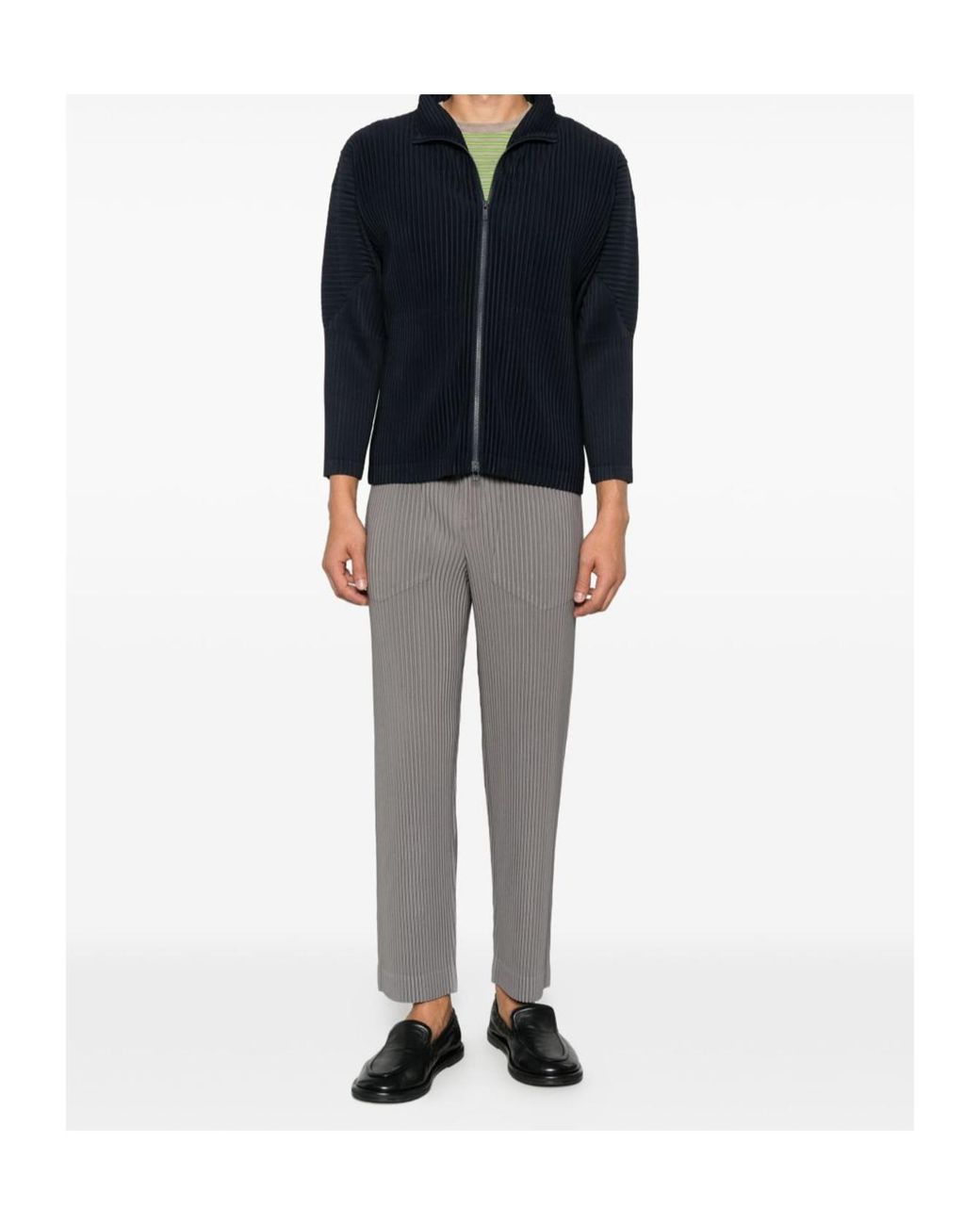 Homme Plissé Issey Miyake Gray Pleated Casual Trousers for men