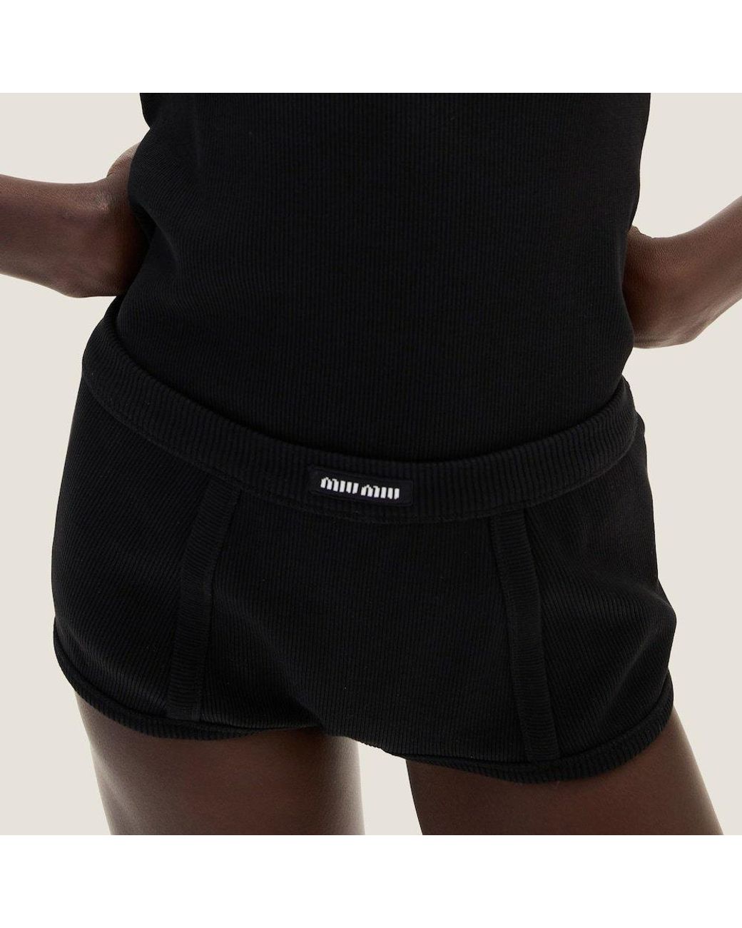 Miu Miu Black Ribbed Knit Boxer Shorts