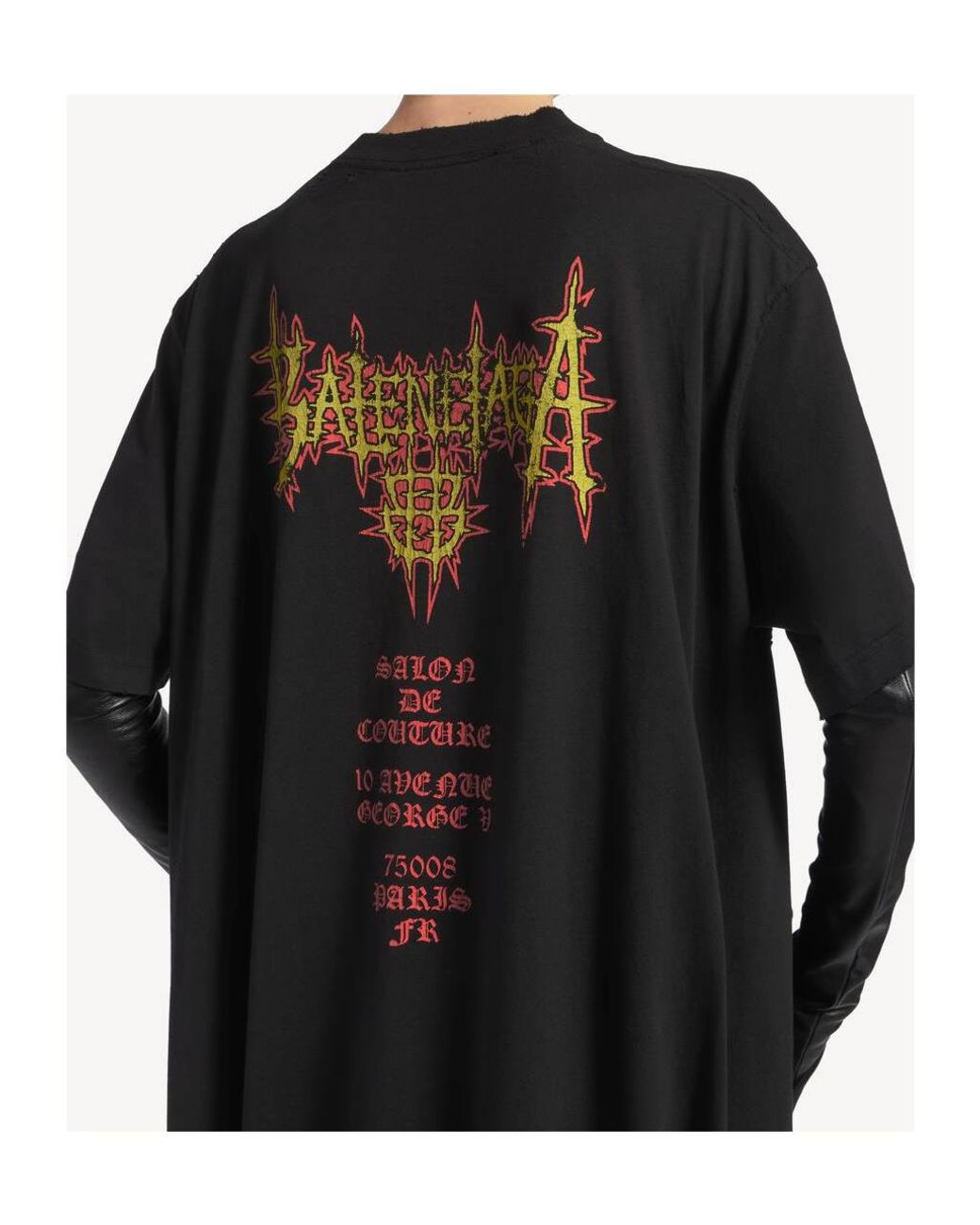 Balenciaga Black Train Graphic Print Layered T-Shirt