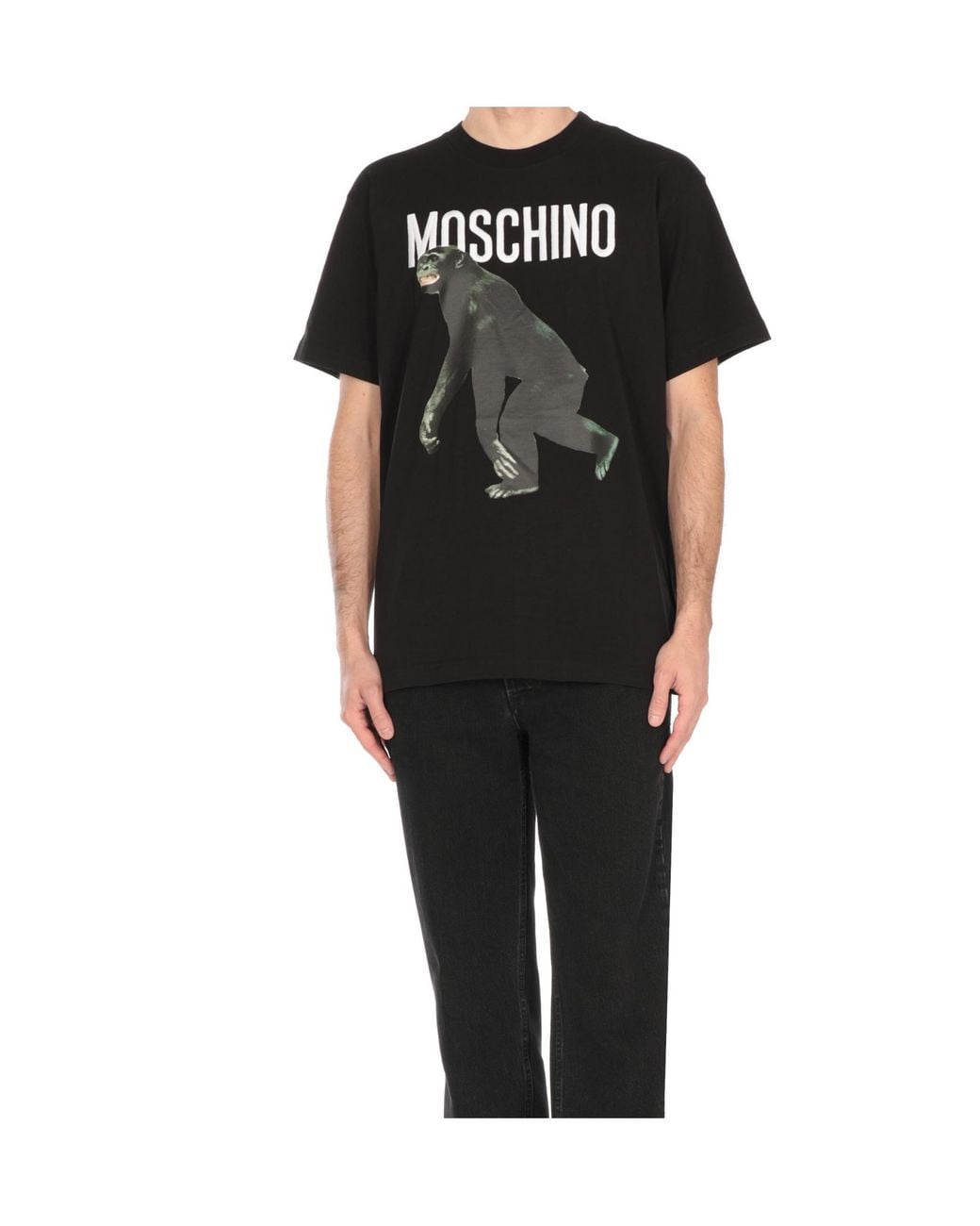 Moschino Black Logo Printed Crewneck T-Shirt for men