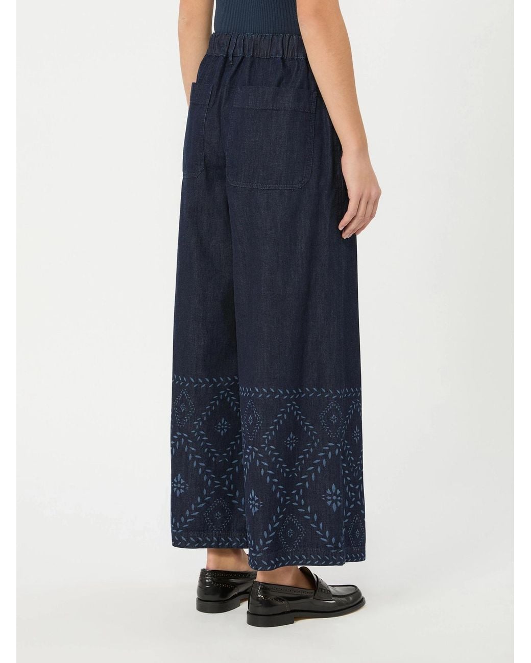 Weekend by Maxmara Blue Lampada Embroidered Wide-Leg Jeans