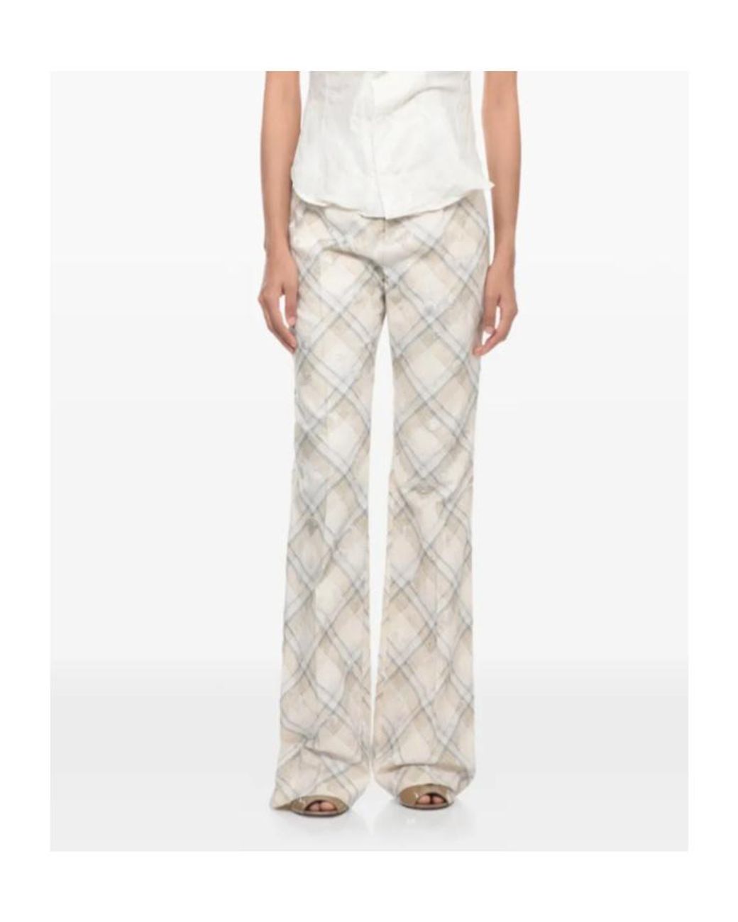 Vivienne Westwood White Checked Flared Pants
