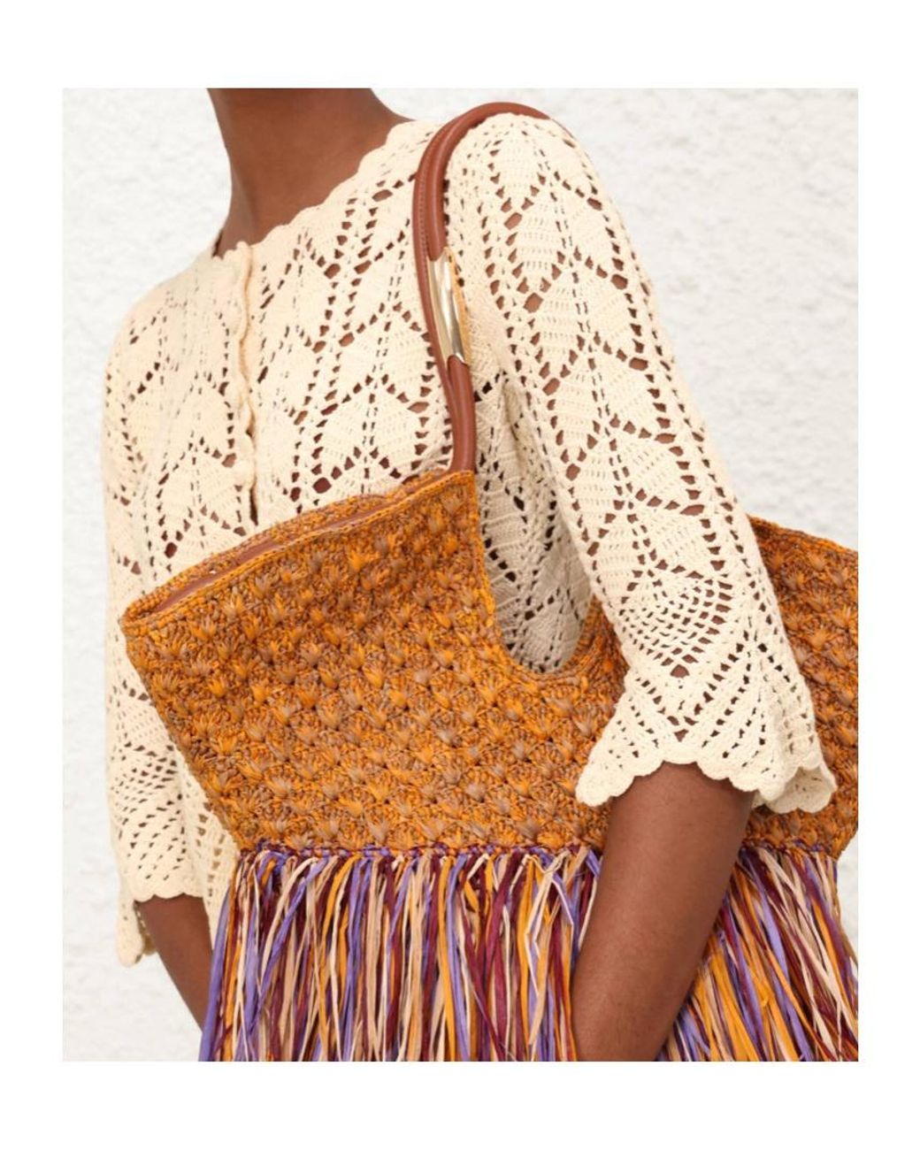 Zimmermann Brown Goldentime Medium Fringe Tote