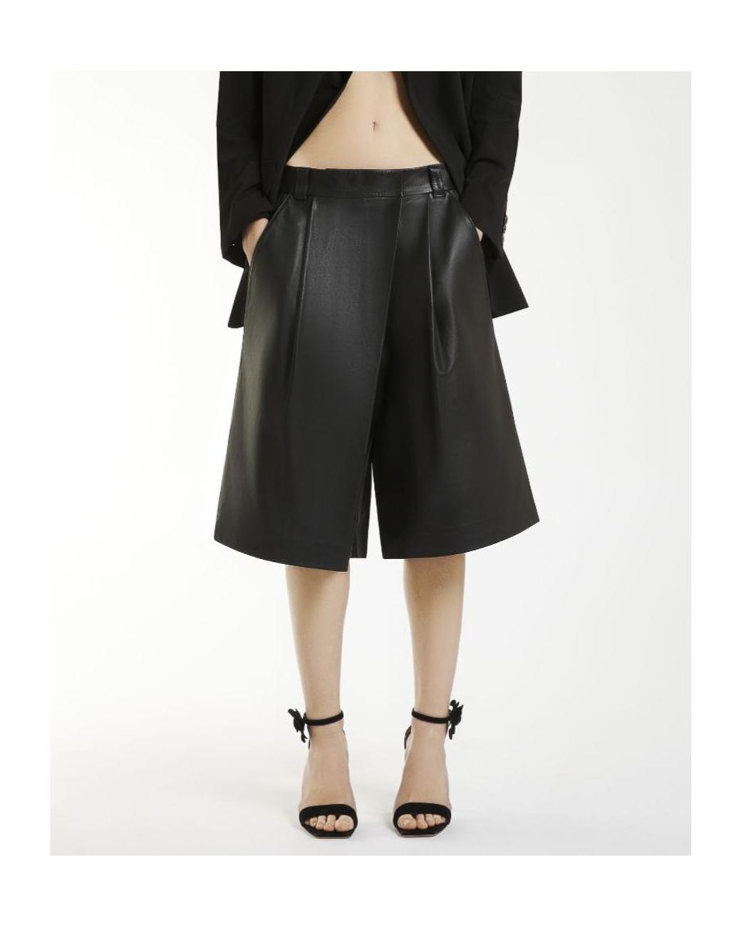 ショートパンツ Marella Leather Bermuda Capsule Shorts Leather maxi bermuda shorts, black | Marella
