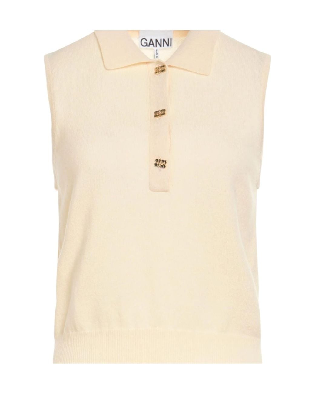 Ganni Natural Fashion Solid Color Sleeveless Knit Top